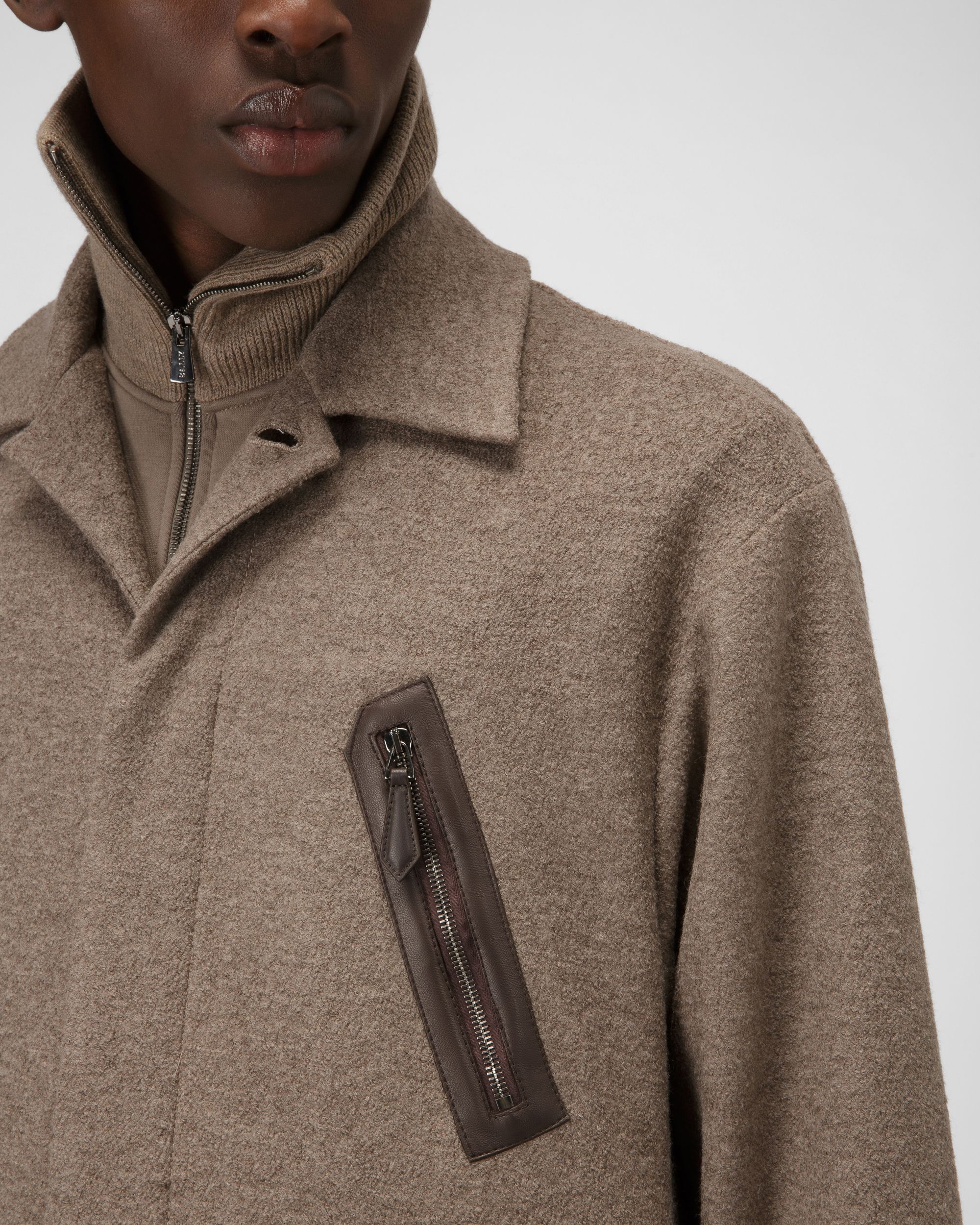 Wool Blend Jacket In Taupe - Men's - Bally - 02