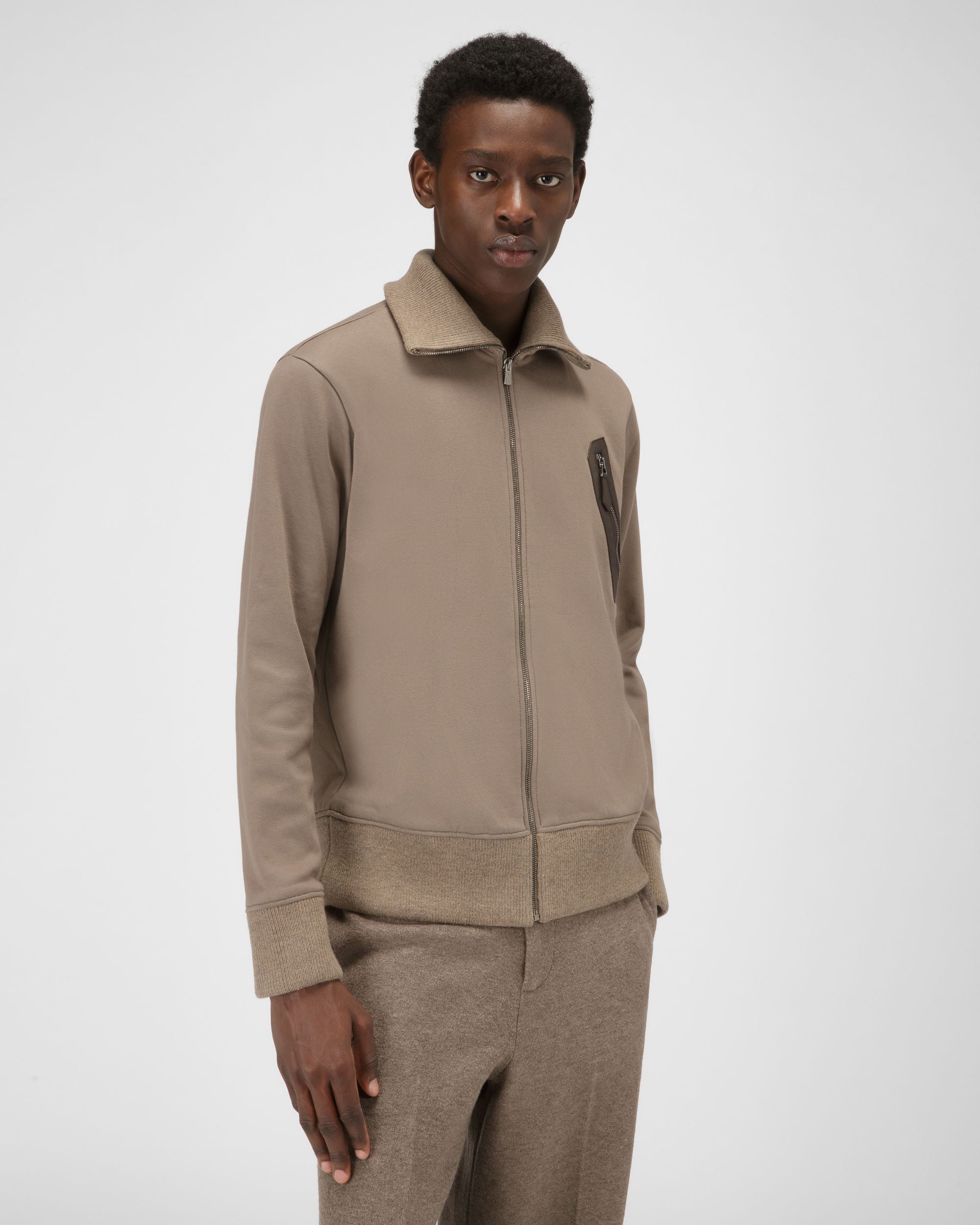 Organic Cotton Mix Sweatshirt In Taupe - Men's - Bally - 01