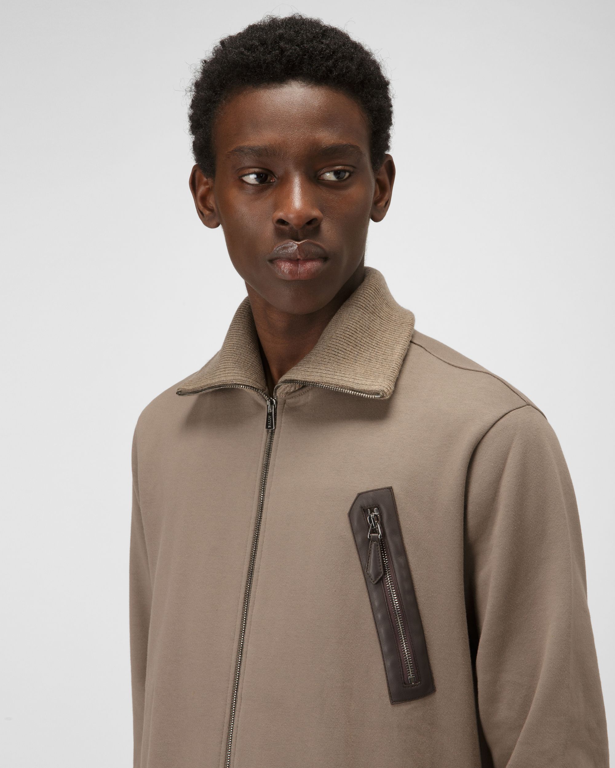 Organic Cotton Mix Sweatshirt In Taupe - Men's - Bally - 02