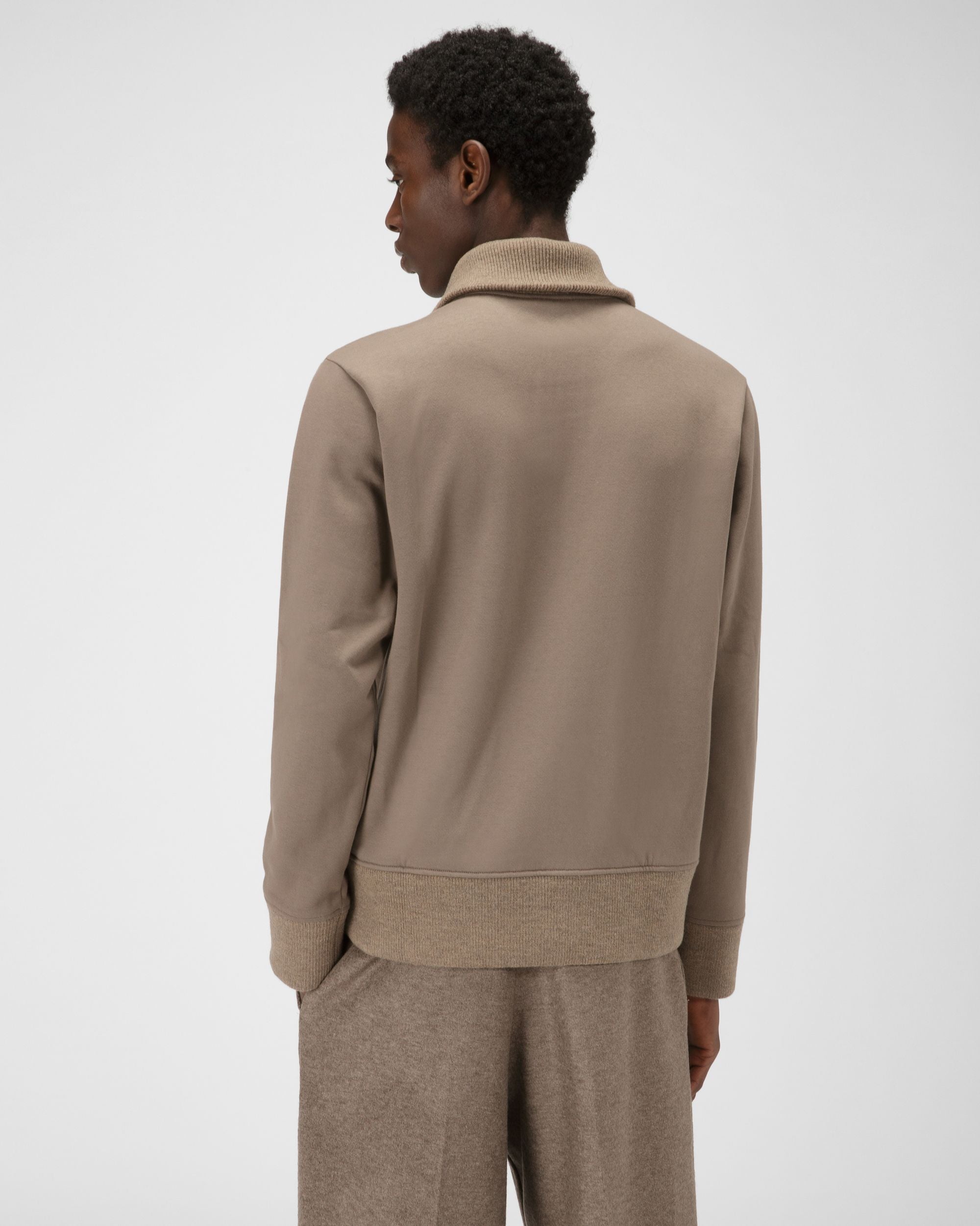Organic Cotton Mix Sweatshirt In Taupe - Men's - Bally - 03