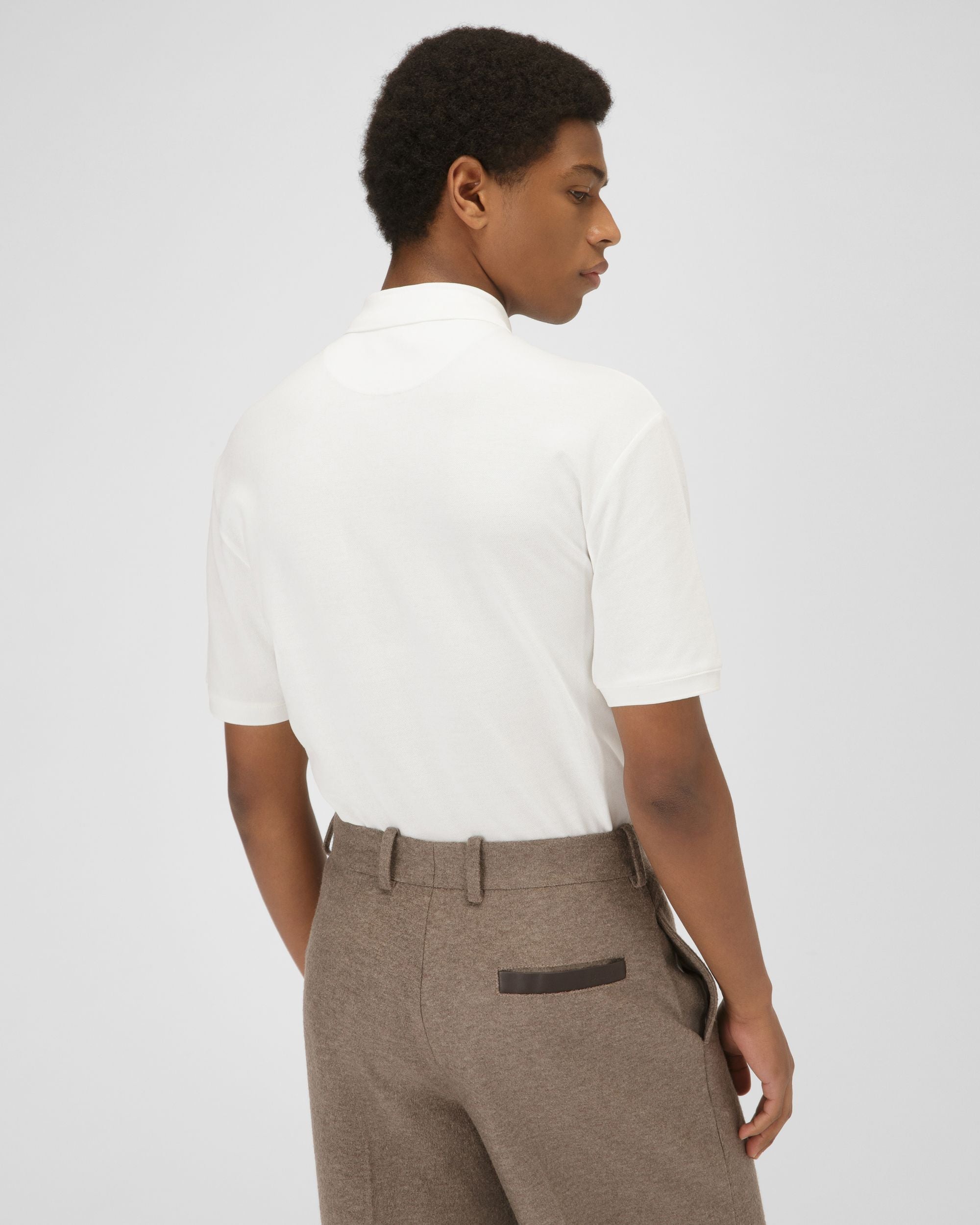 Cotton Polo T-Shirt In Bone - Men's - Bally - 03