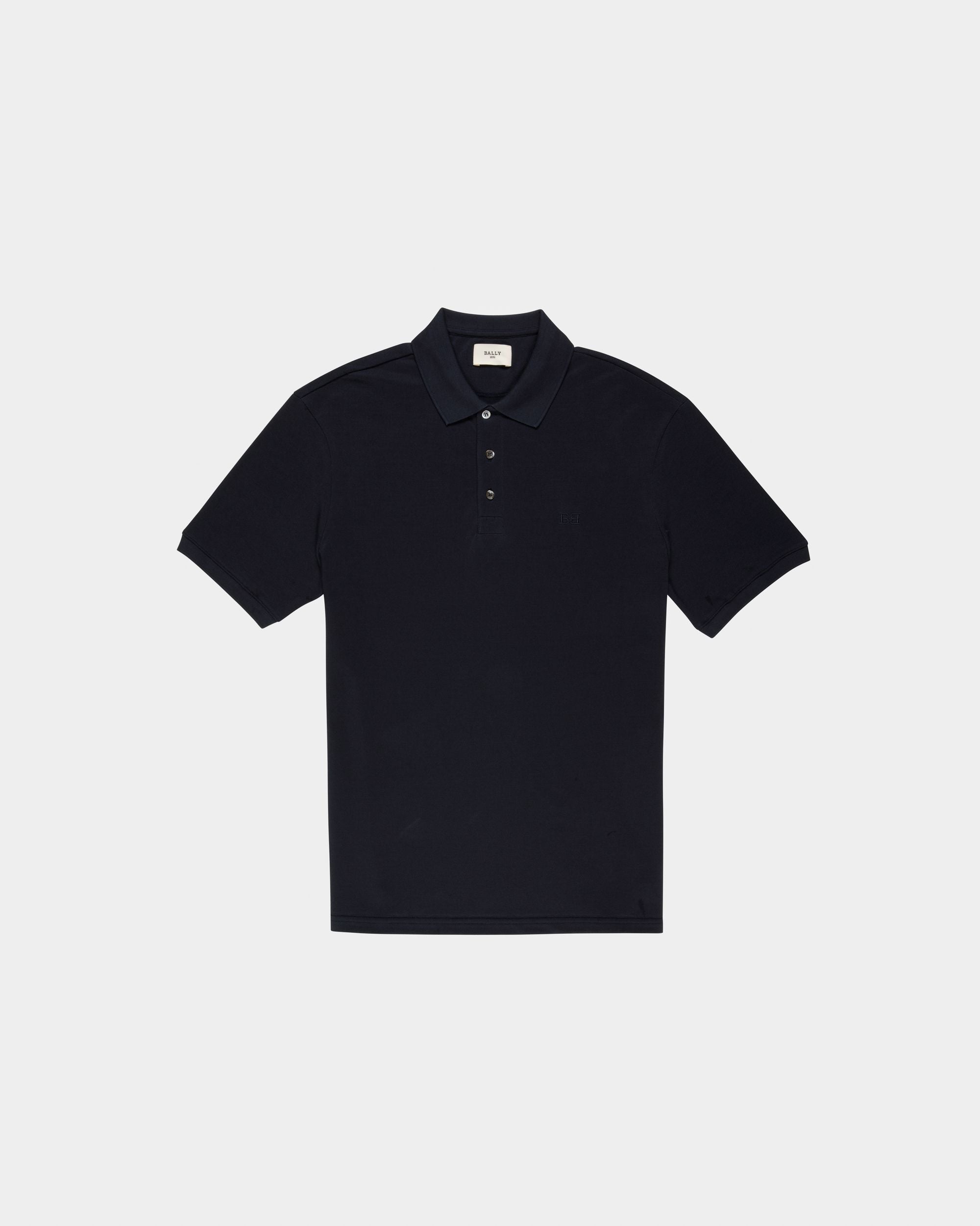 Cotton Polo Shirt In Navy - Men's - Bally - 01