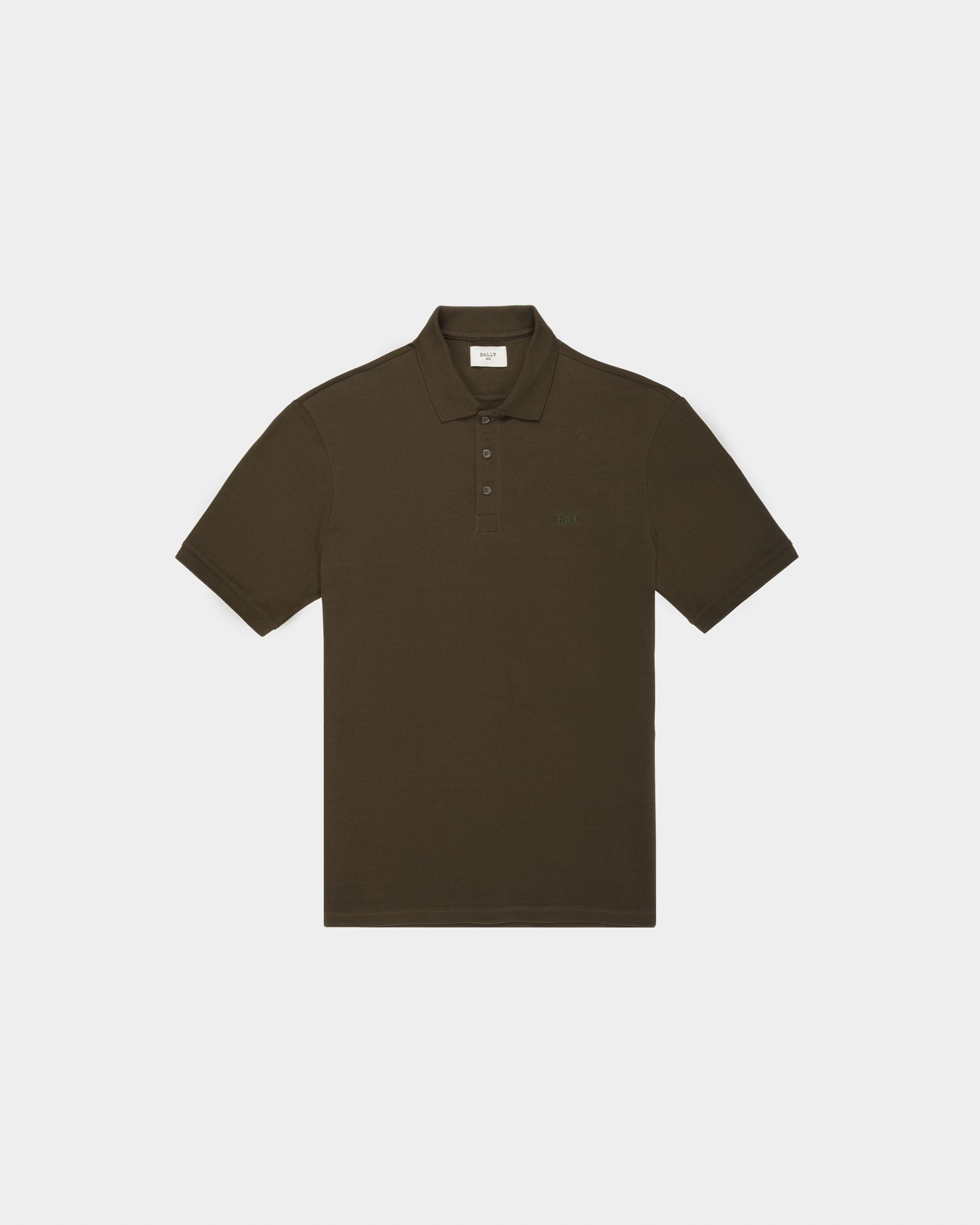 Cotton Polo Shirt In Army Green - Men's - Bally - 04