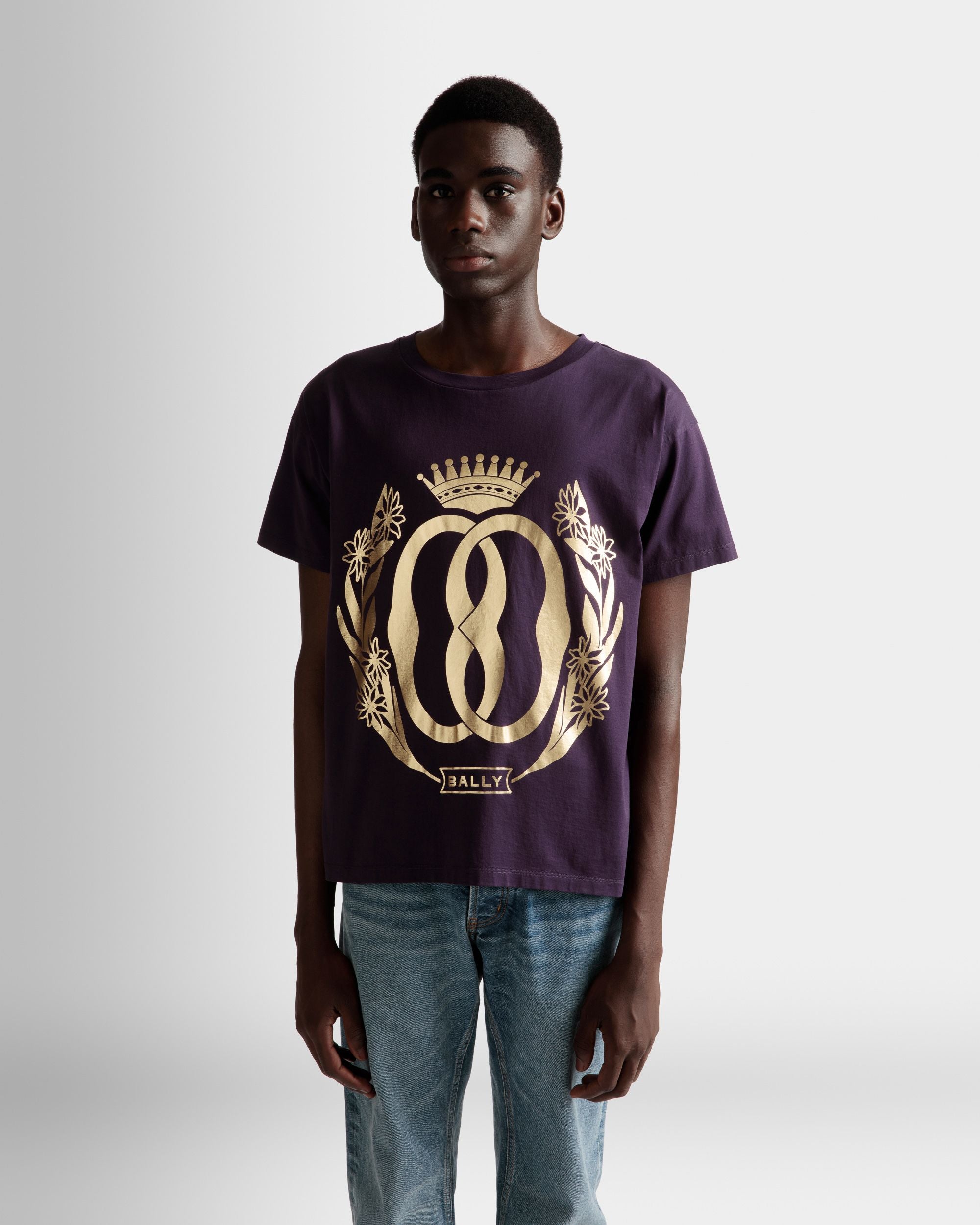 Foiled T-Shirt In Orchid Cotton - Men's - Bally - 03
