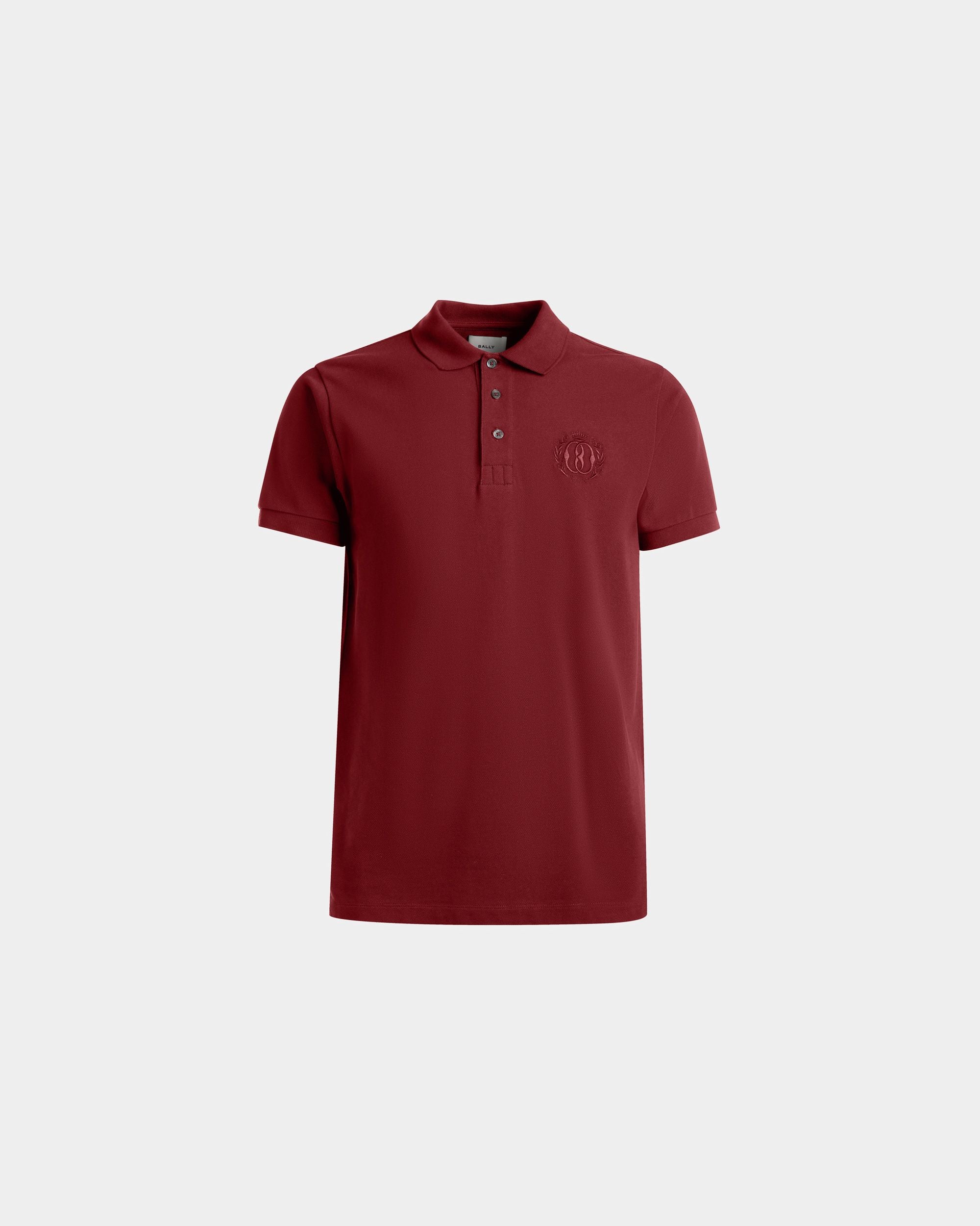 Emblem Polo In Burgundy Cotton - Men's - Bally - 01
