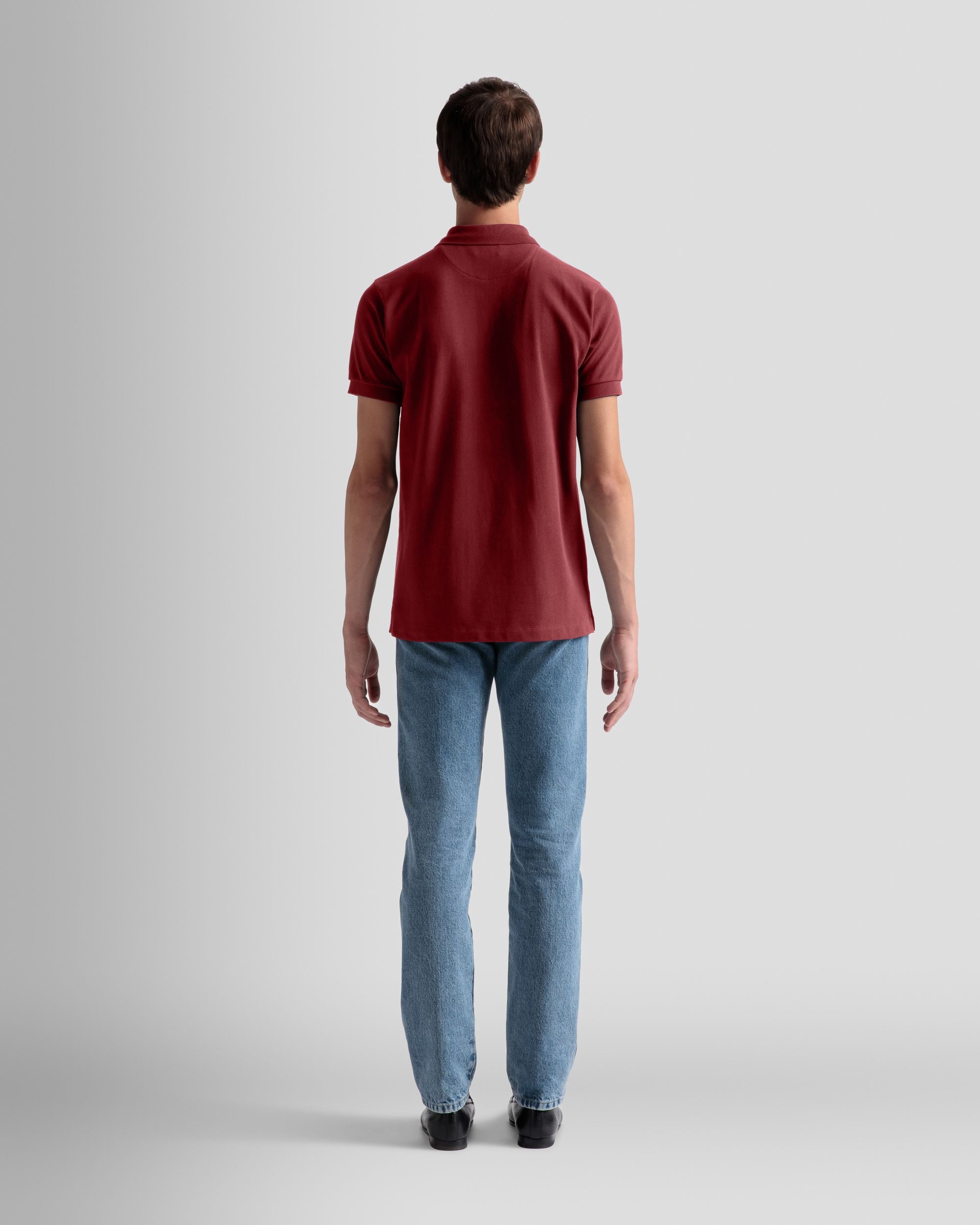 Emblem Polo In Burgundy Cotton - Men's - Bally - 06