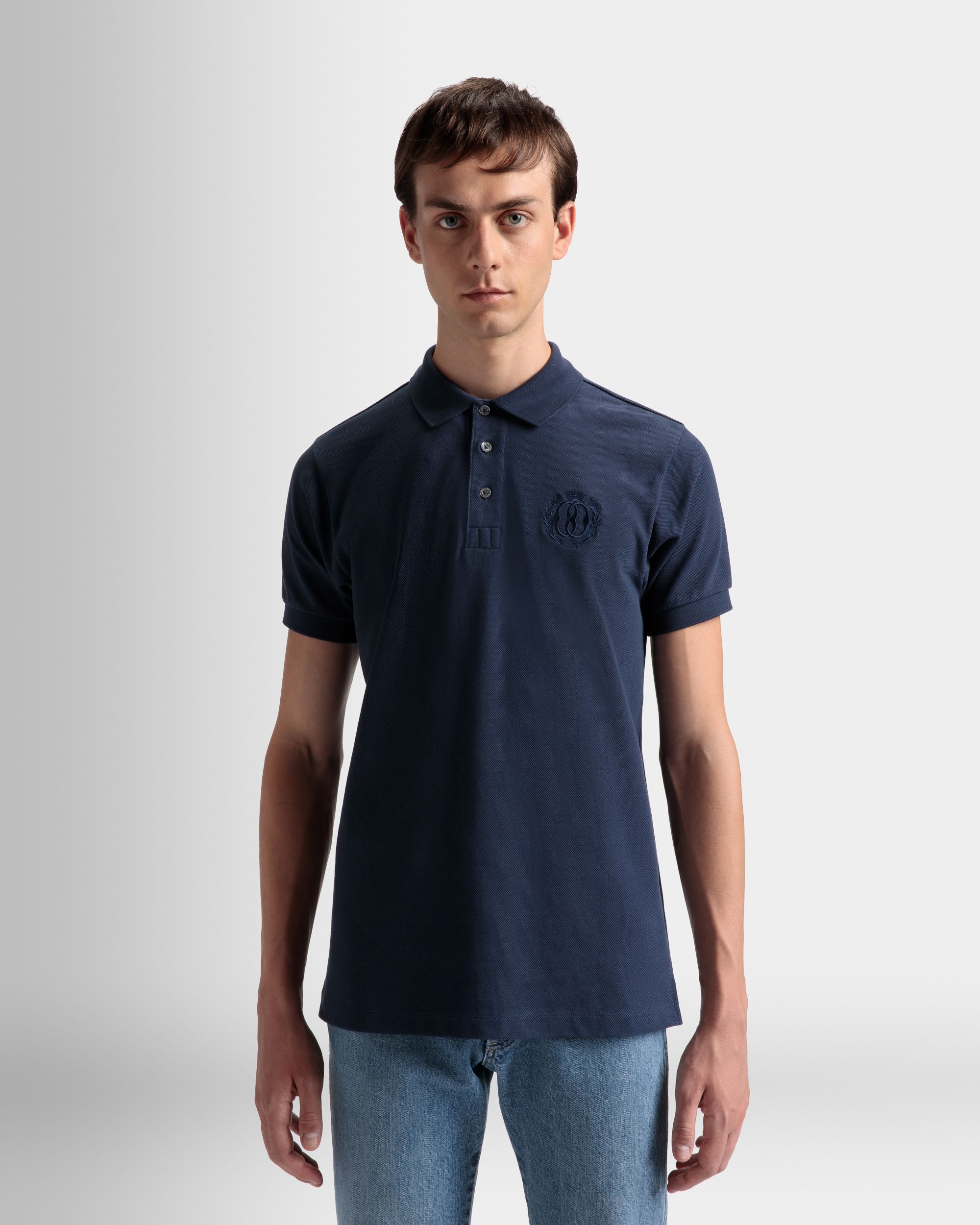 Polo Shirt in Navy Blue cotton - Men's - Bally - 03