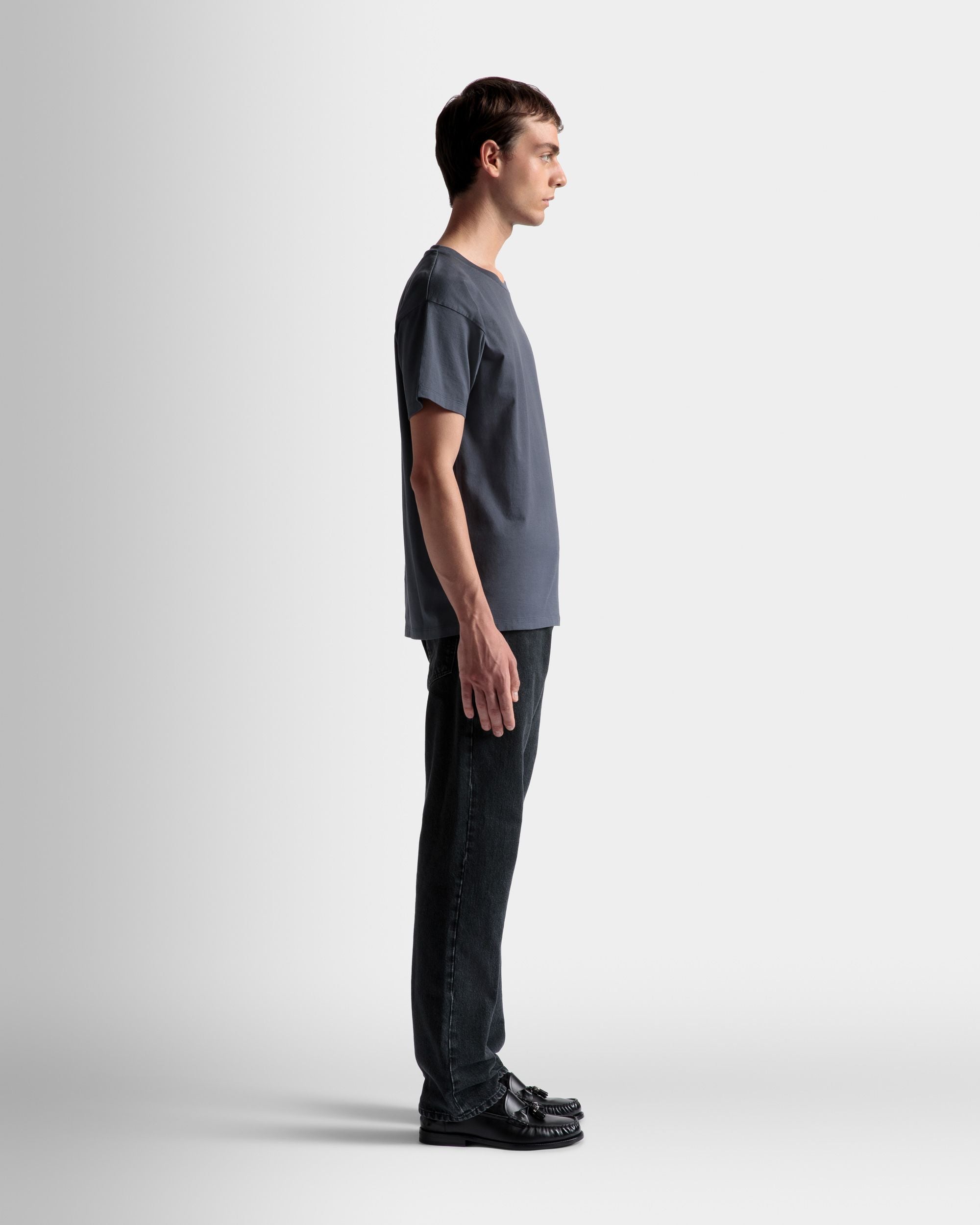 Train Motif T-Shirt In Stone Cotton - Men's - Bally - 05