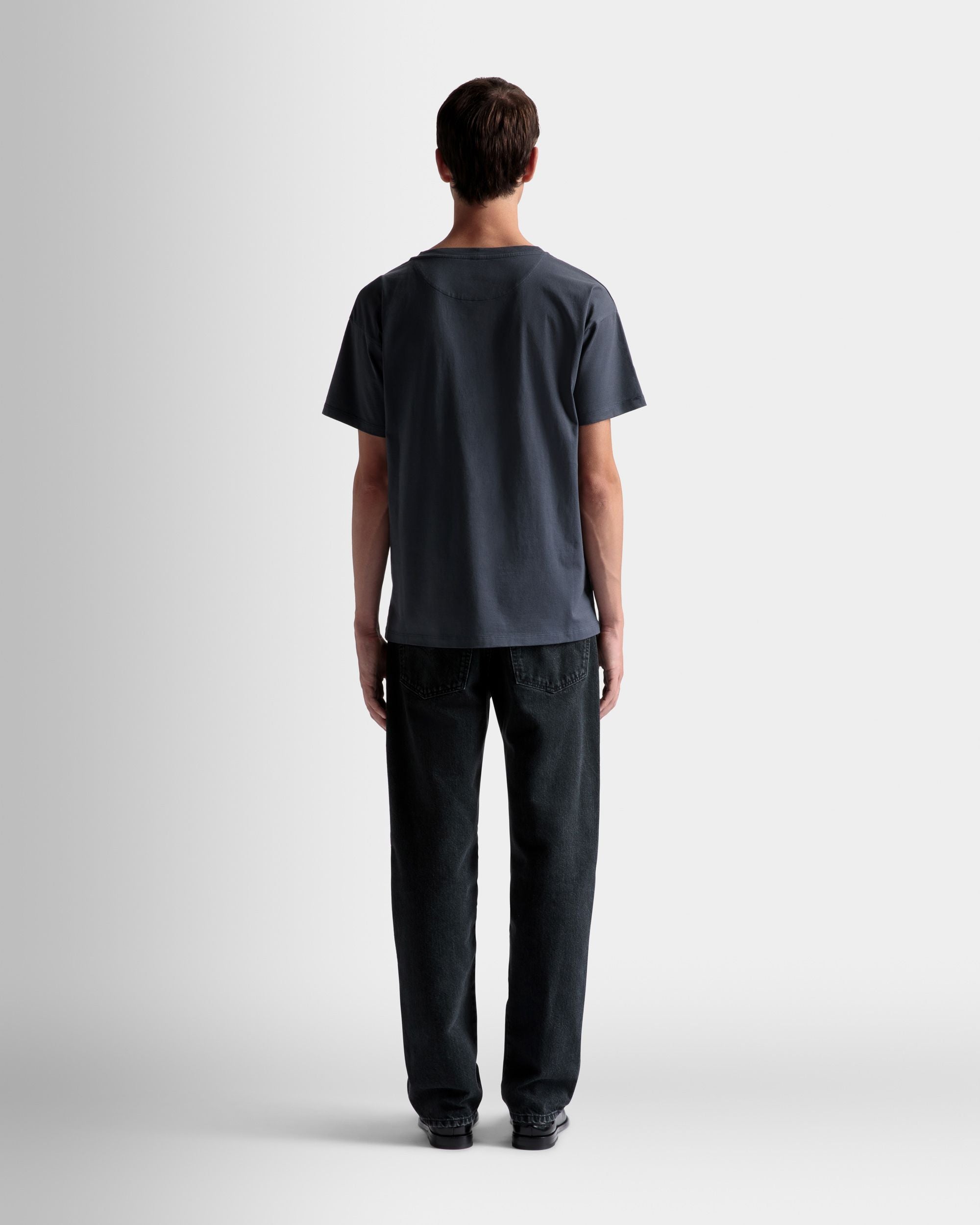 Train Motif T-Shirt In Stone Cotton - Men's - Bally - 06