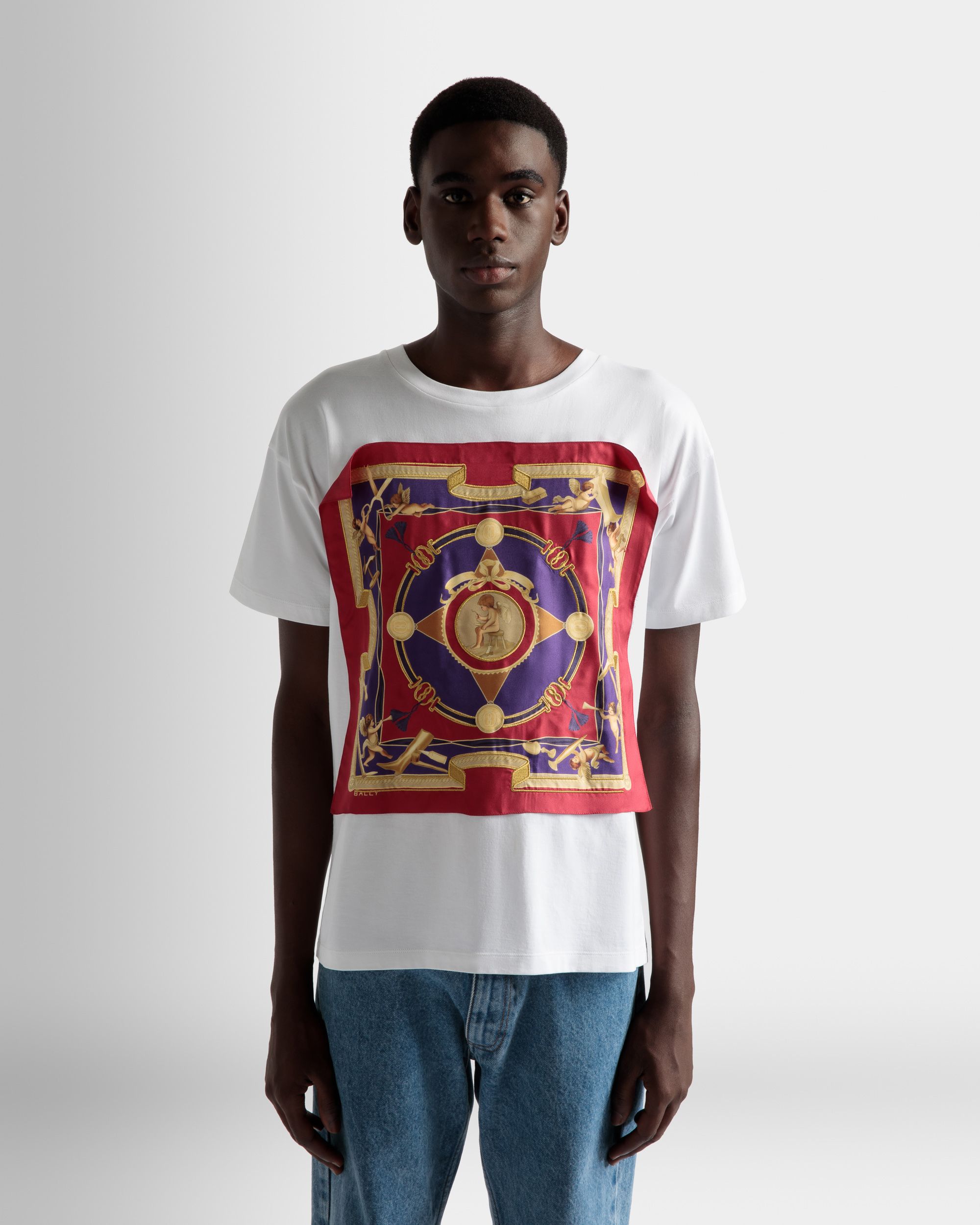 Printed T-Shirt In White Cotton - Men's - Bally - 03