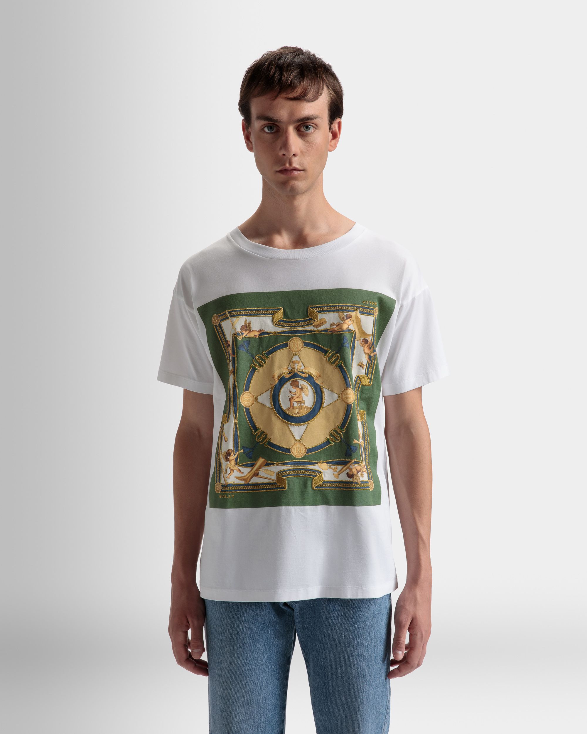 Printed T-Shirt In White Cotton - Men's - Bally - 03