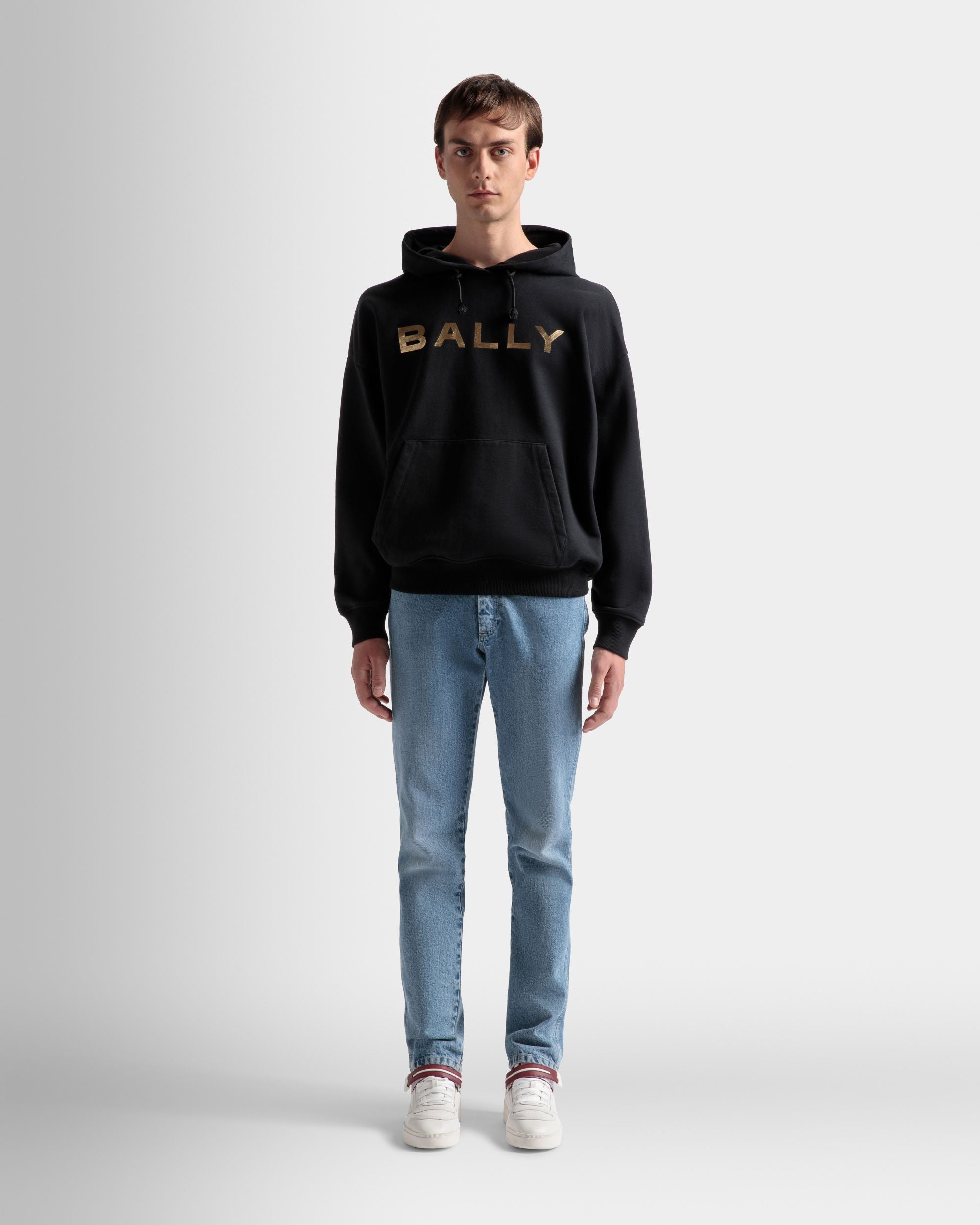 Logo Hooded Sweatshirt In Black Cotton - Men's - Bally - 02