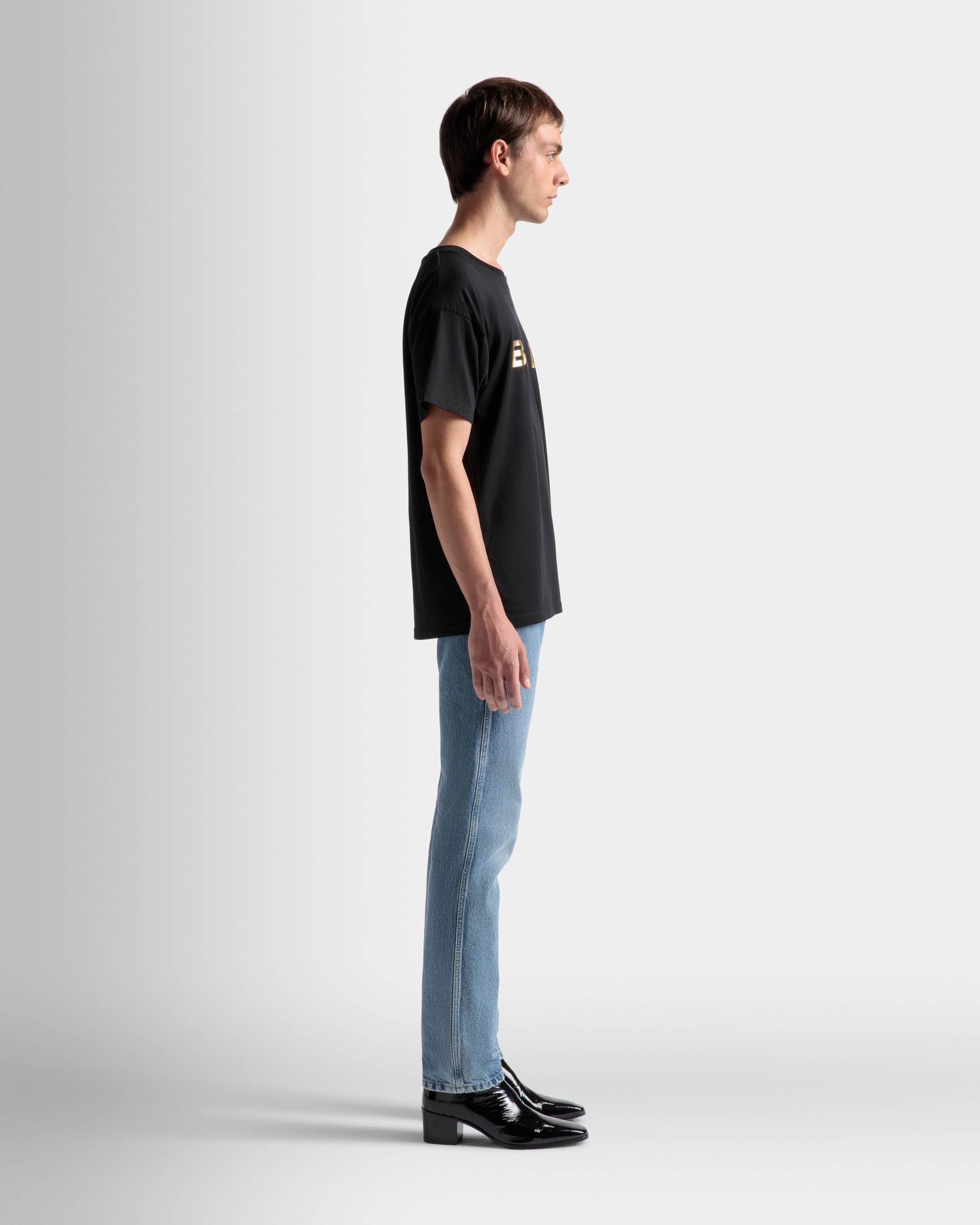 Logo T-Shirt In Black Cotton - Men's - Bally - 05