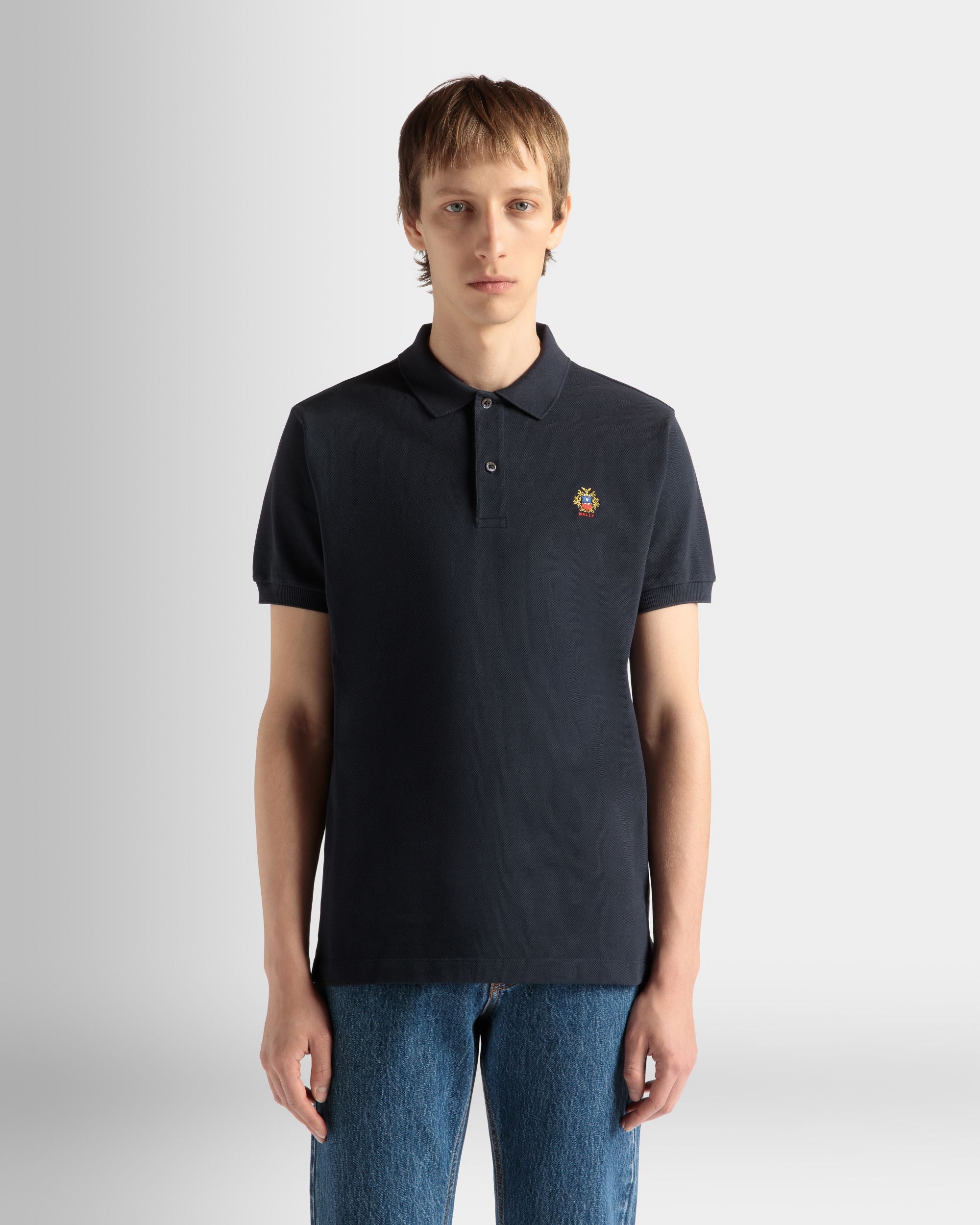 Polo Shirt in Navy Blue Cotton - Men's - Bally - 03