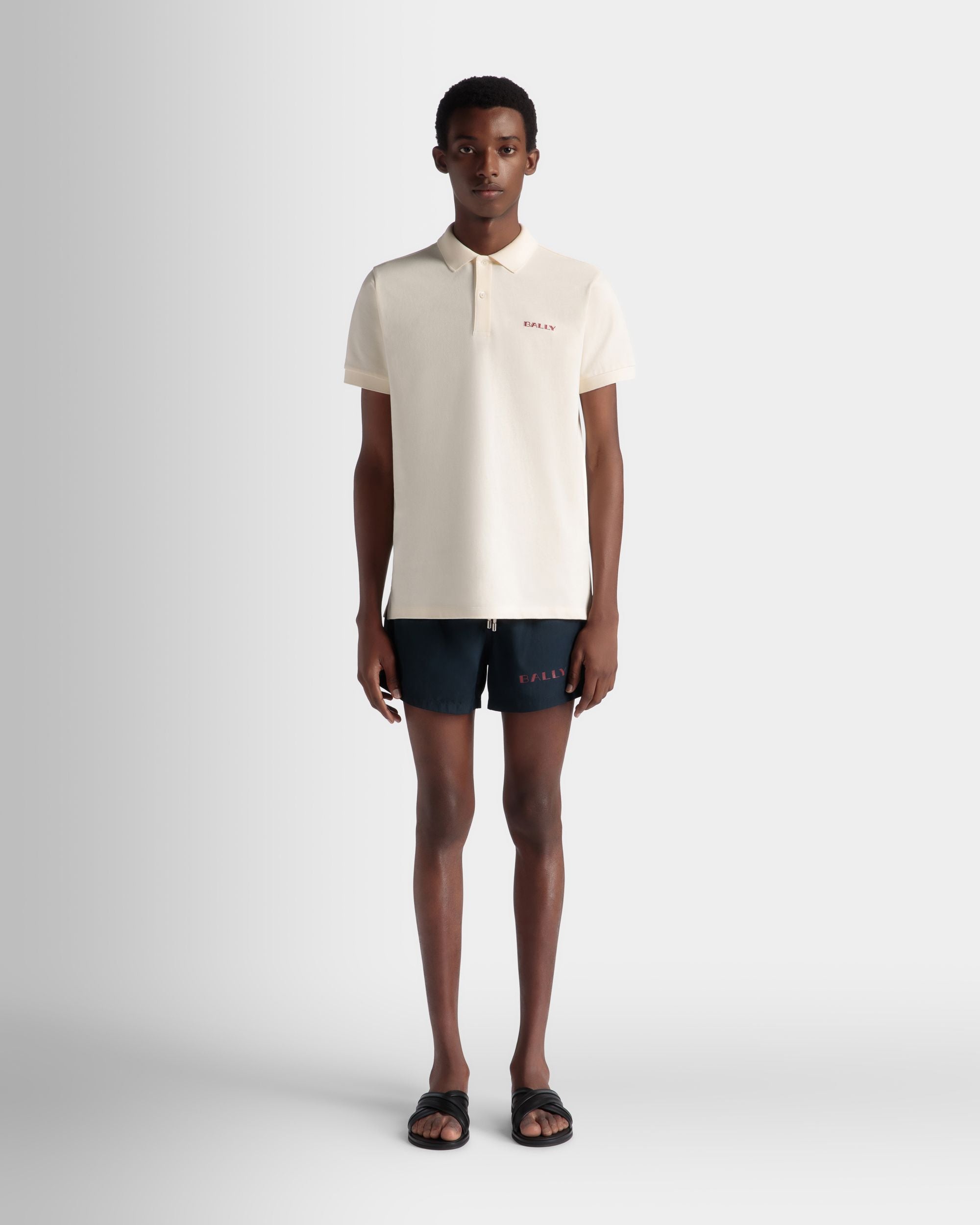 Summer Capsule Swimwear In Navy Blue Technical Popeline - Men's - Bally - 02