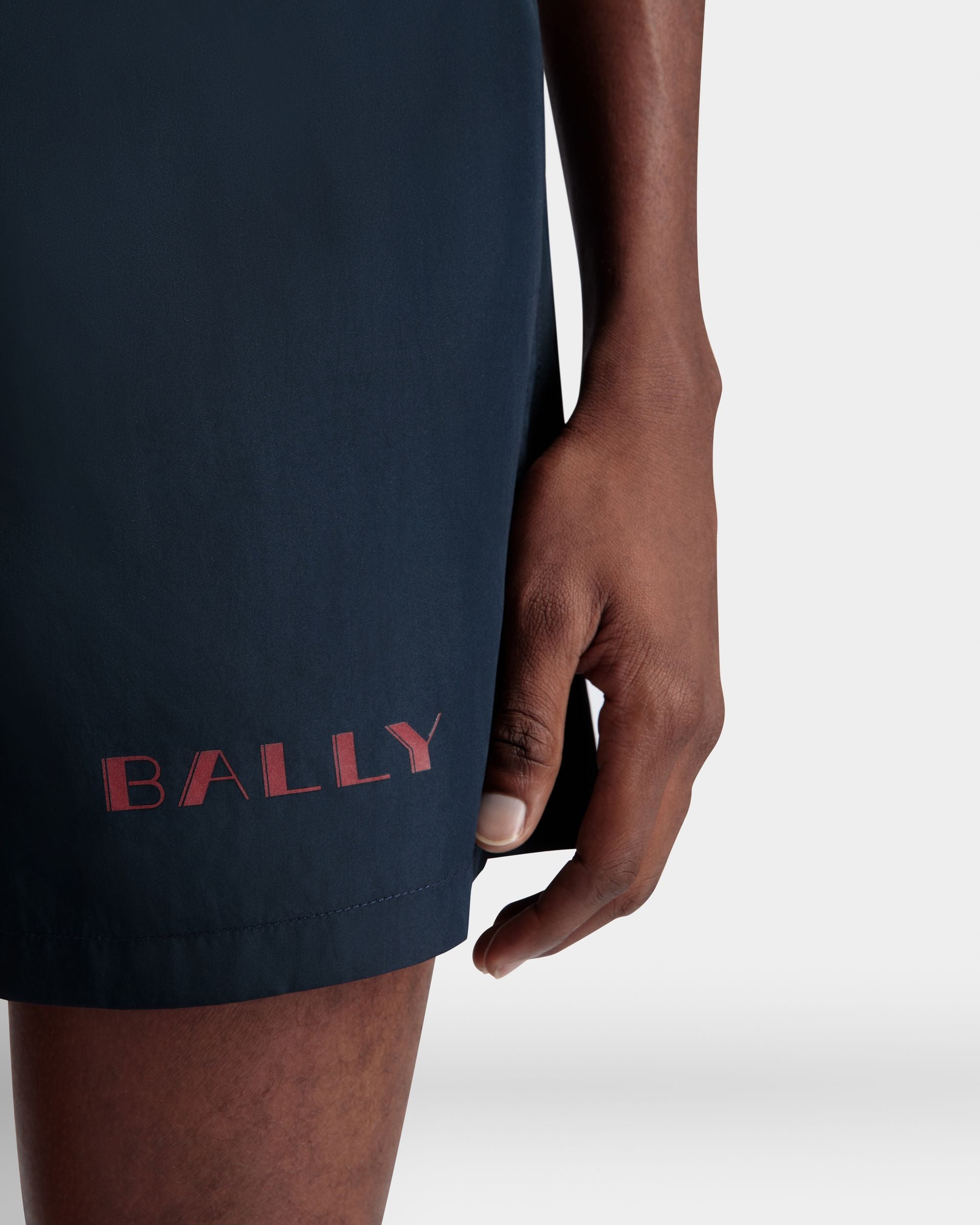 Summer Capsule Swimwear In Navy Blue Technical Popeline - Men's - Bally - 04