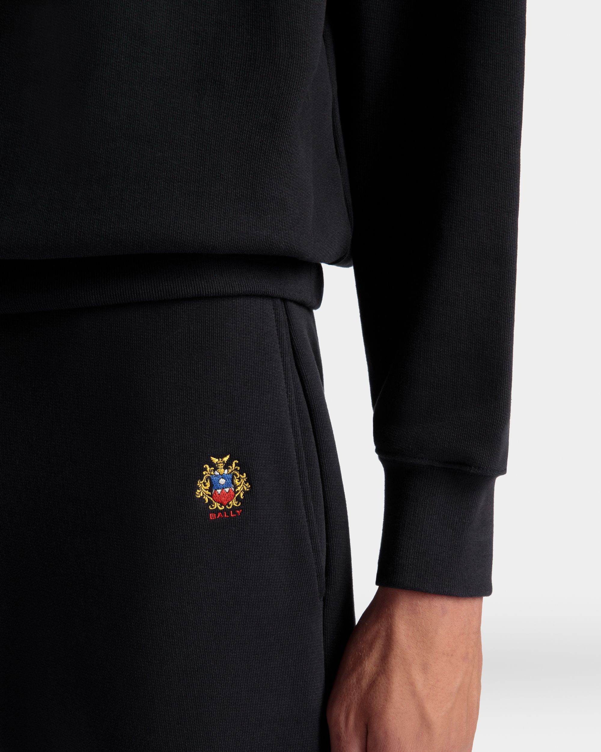 Sweatpants With a Bally Crest Logo In Navy Blue Cotton - Men's - Bally - 03