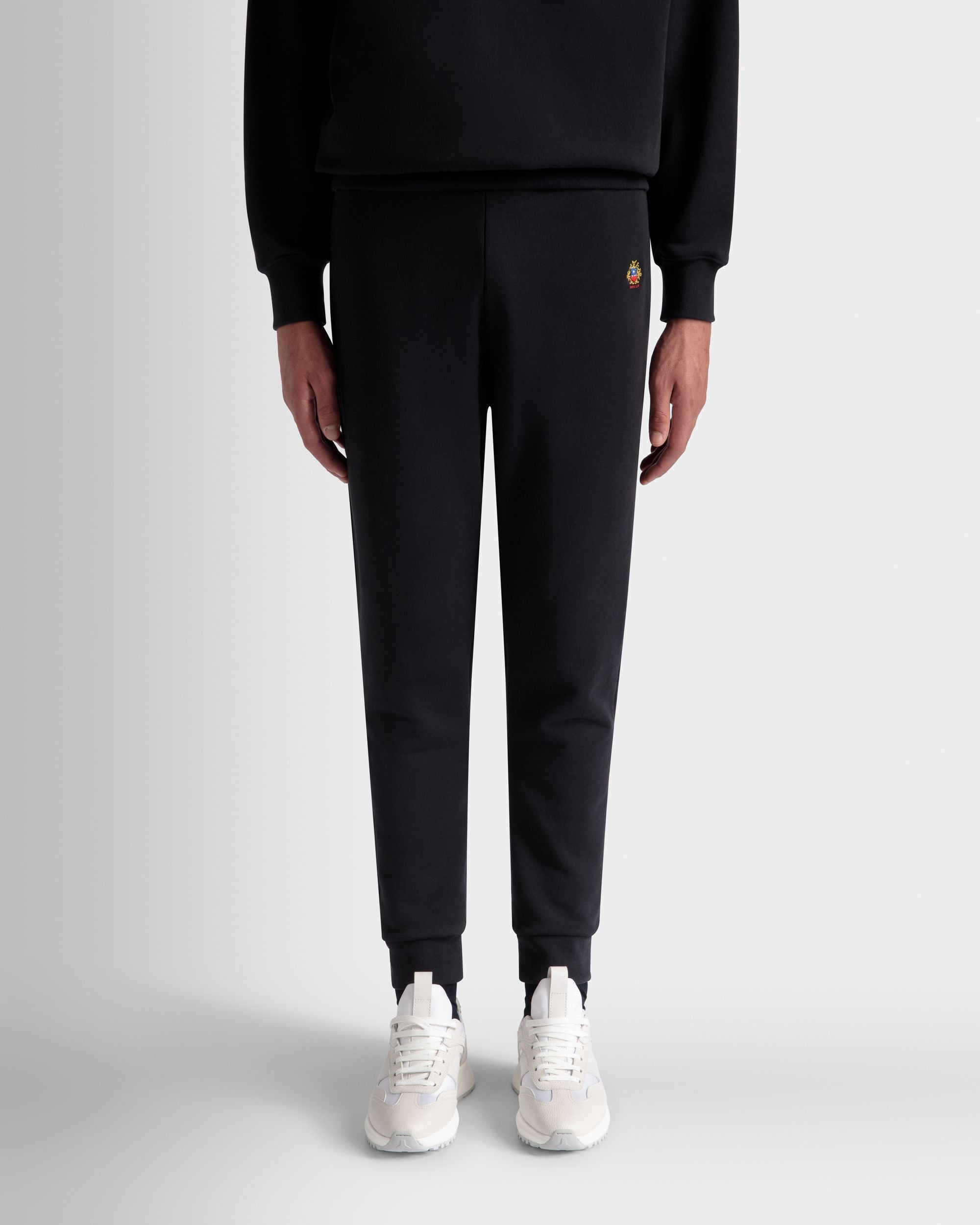 Sweatpants With a Bally Crest Logo In Navy Blue Cotton - Men's - Bally - 08