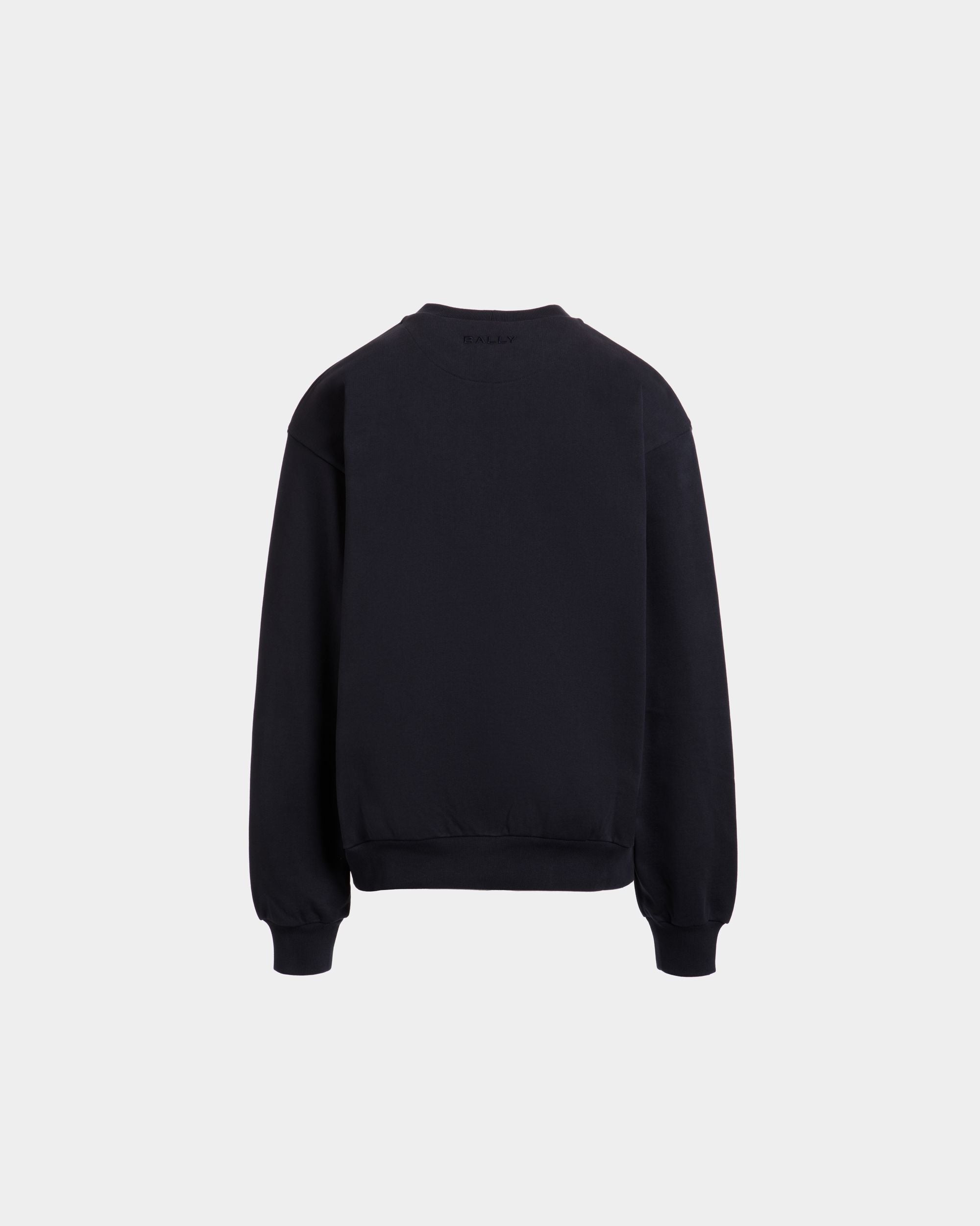 Crewneck Sweatshirt With a Bally Flag in Navy Blue Cotton - Men's - Bally - 07