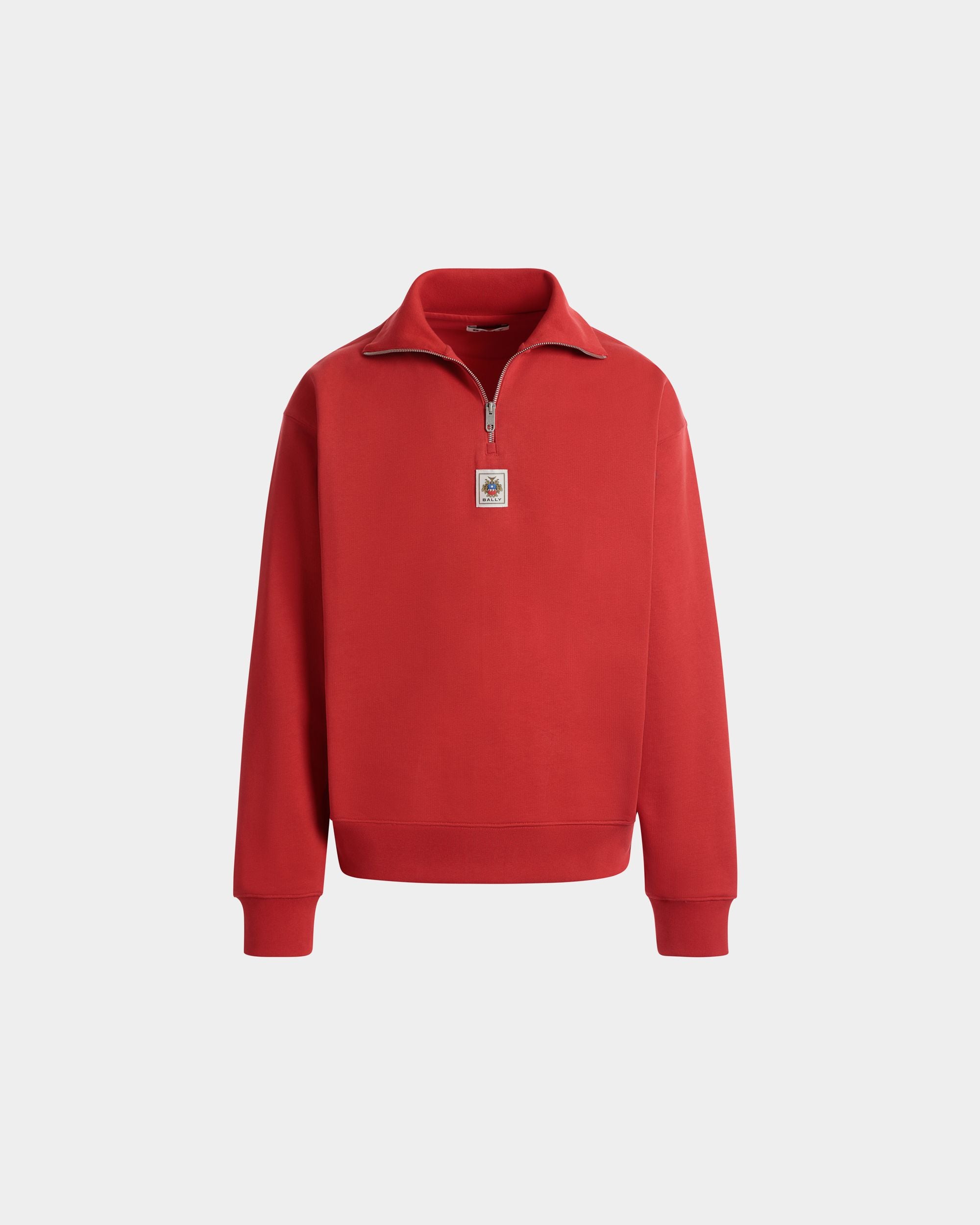 Half Zip Sweatshirt in Red Cotton - Men's - Bally - 01
