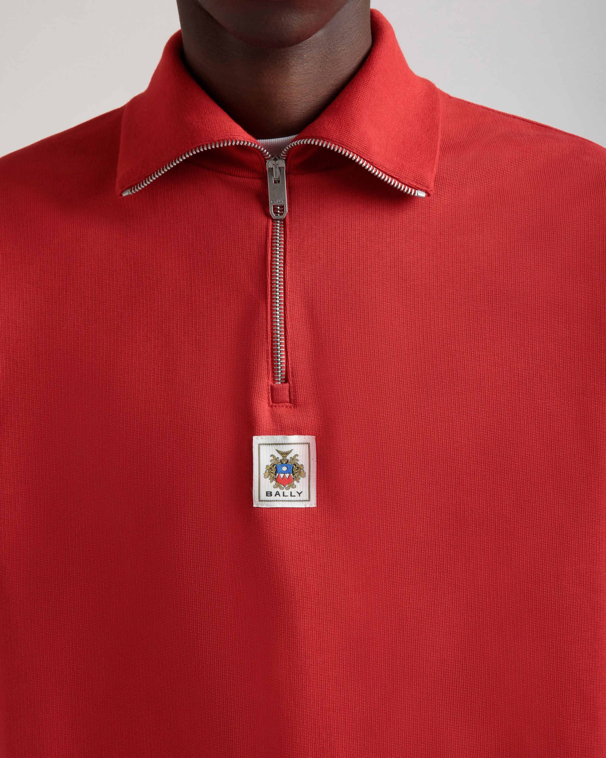 Half Zip Sweatshirt in Red Cotton - Men's - Bally - 03