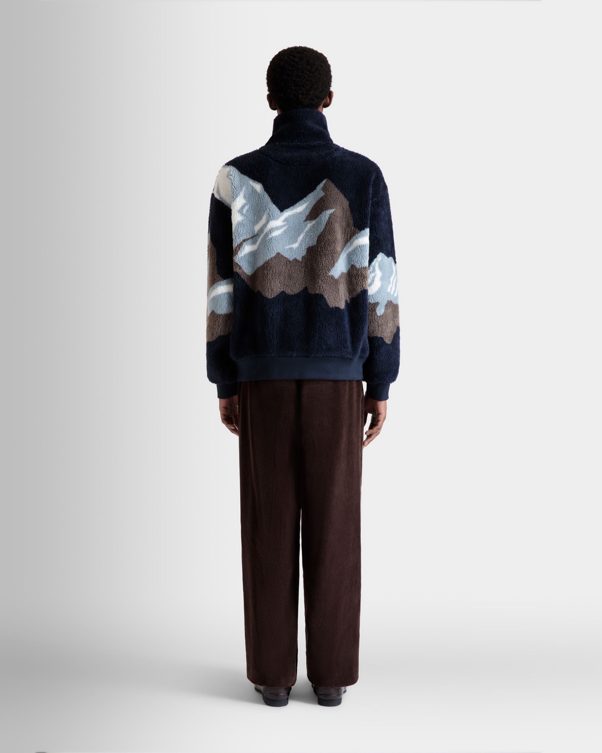 Winter Capsule Half Zip Sweatshirt in Navy Blue Fleece - Men's - Bally - 06