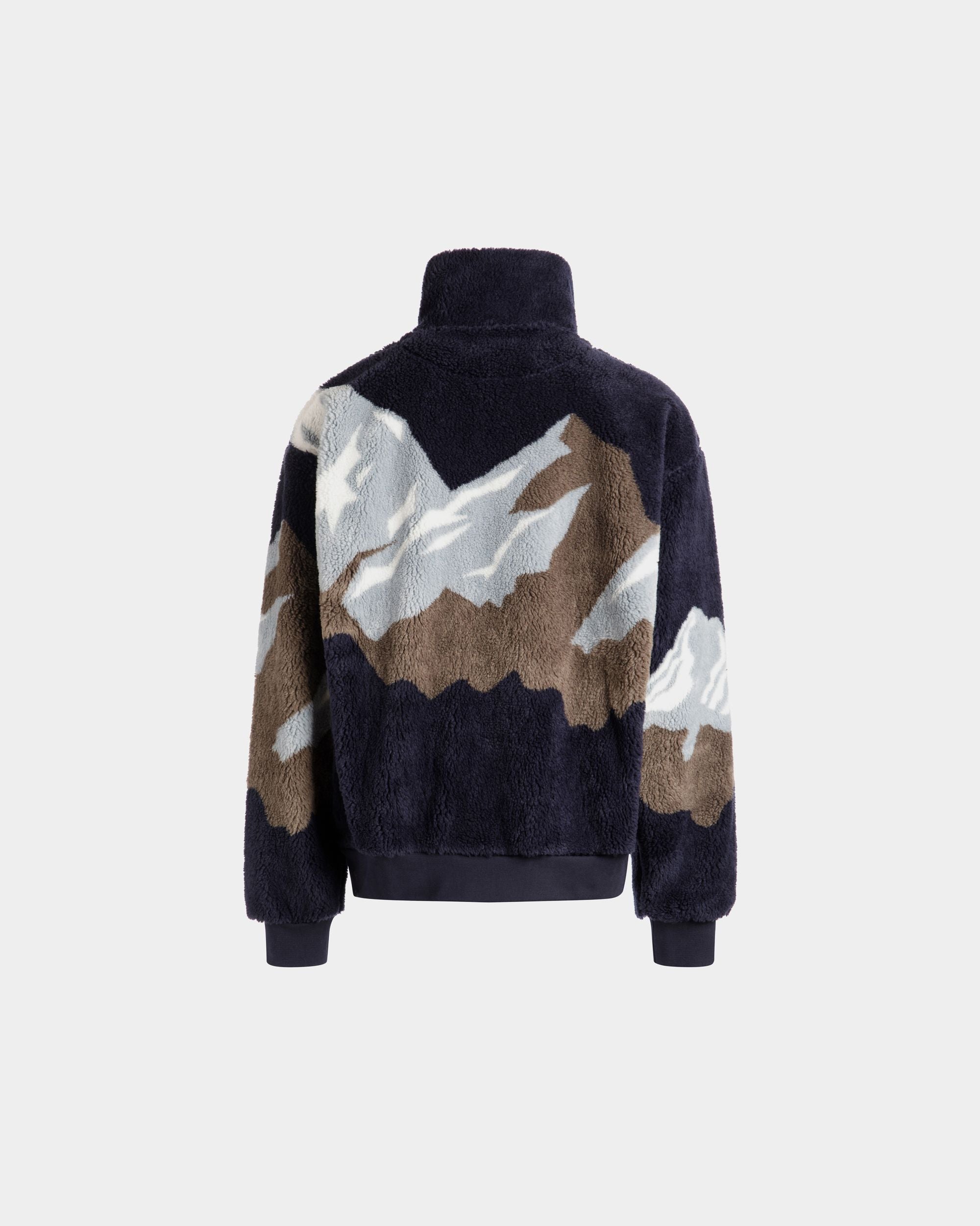 Winter Capsule Half Zip Sweatshirt in Navy Blue Fleece - Men's - Bally - 07
