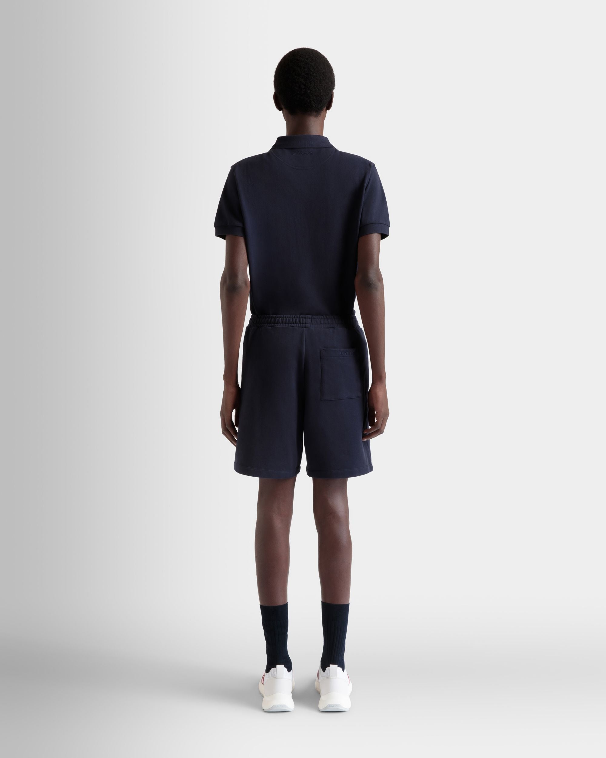Shorts With a Bally Flag in Navy Blue Cotton - Men's - Bally - 06