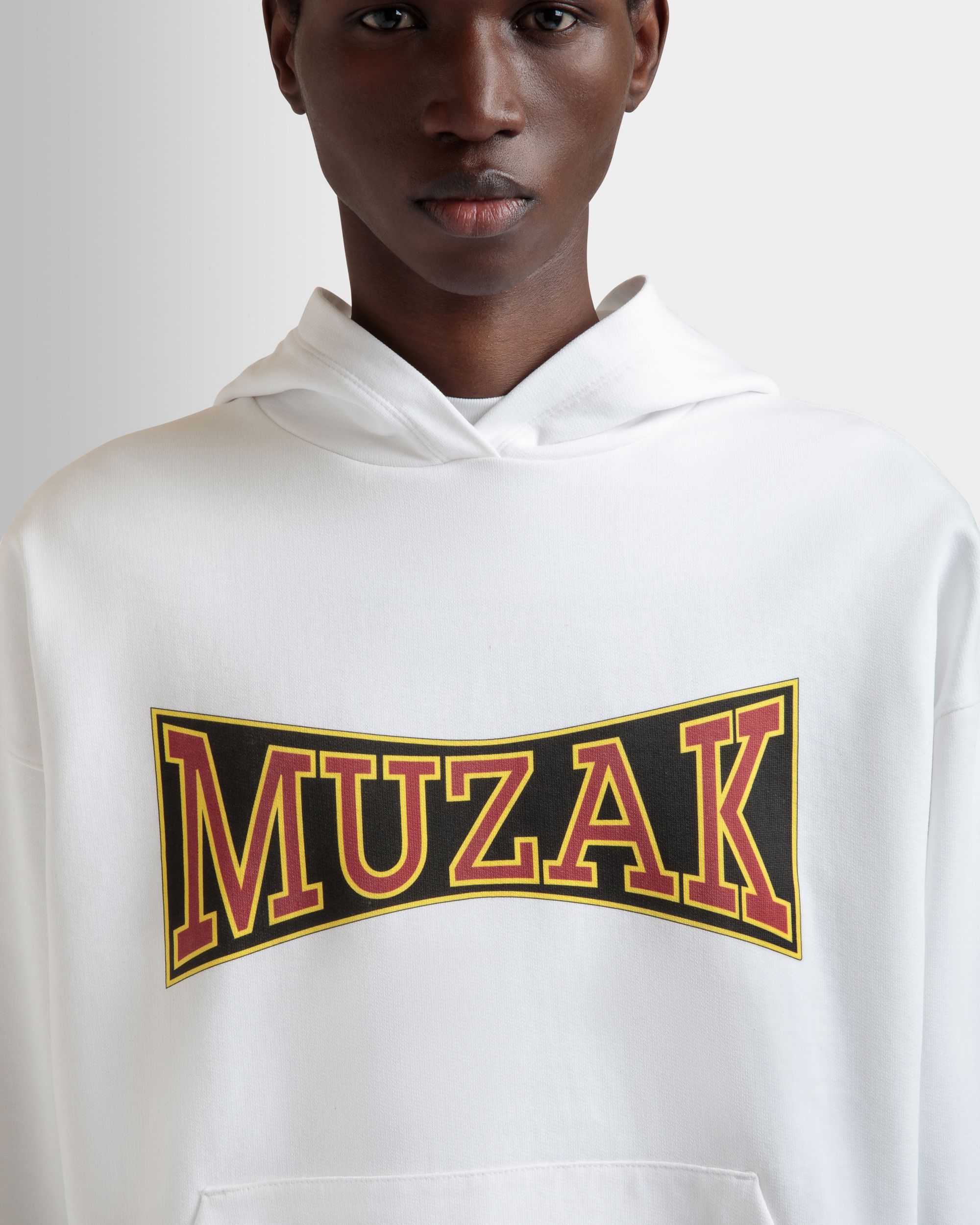 DJ Leo Mas x Bally Hoodie in White Cotton with a Muzak Print - Men's - Bally - 03