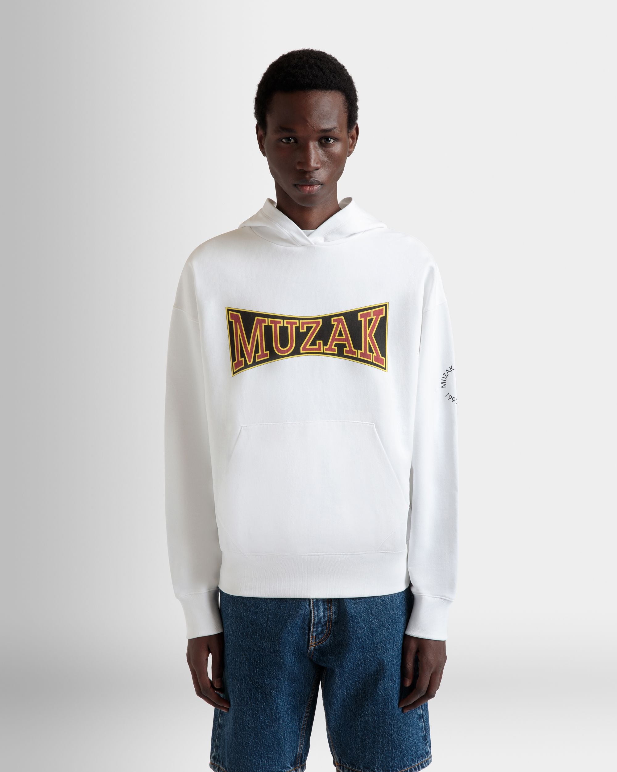 DJ Leo Mas x Bally Hoodie in White Cotton with a Muzak Print - Men's - Bally - 08