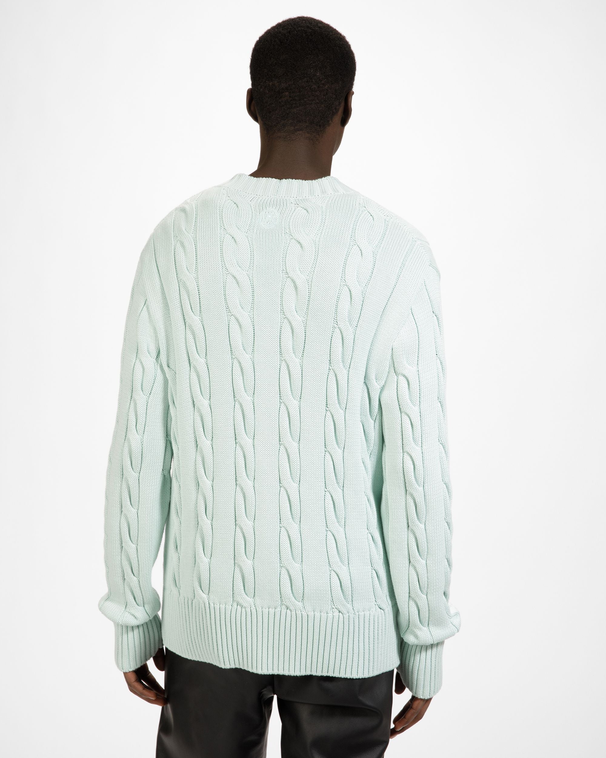 Cotton Cable Knit Cardigan In Blue - Men's - Bally - 04