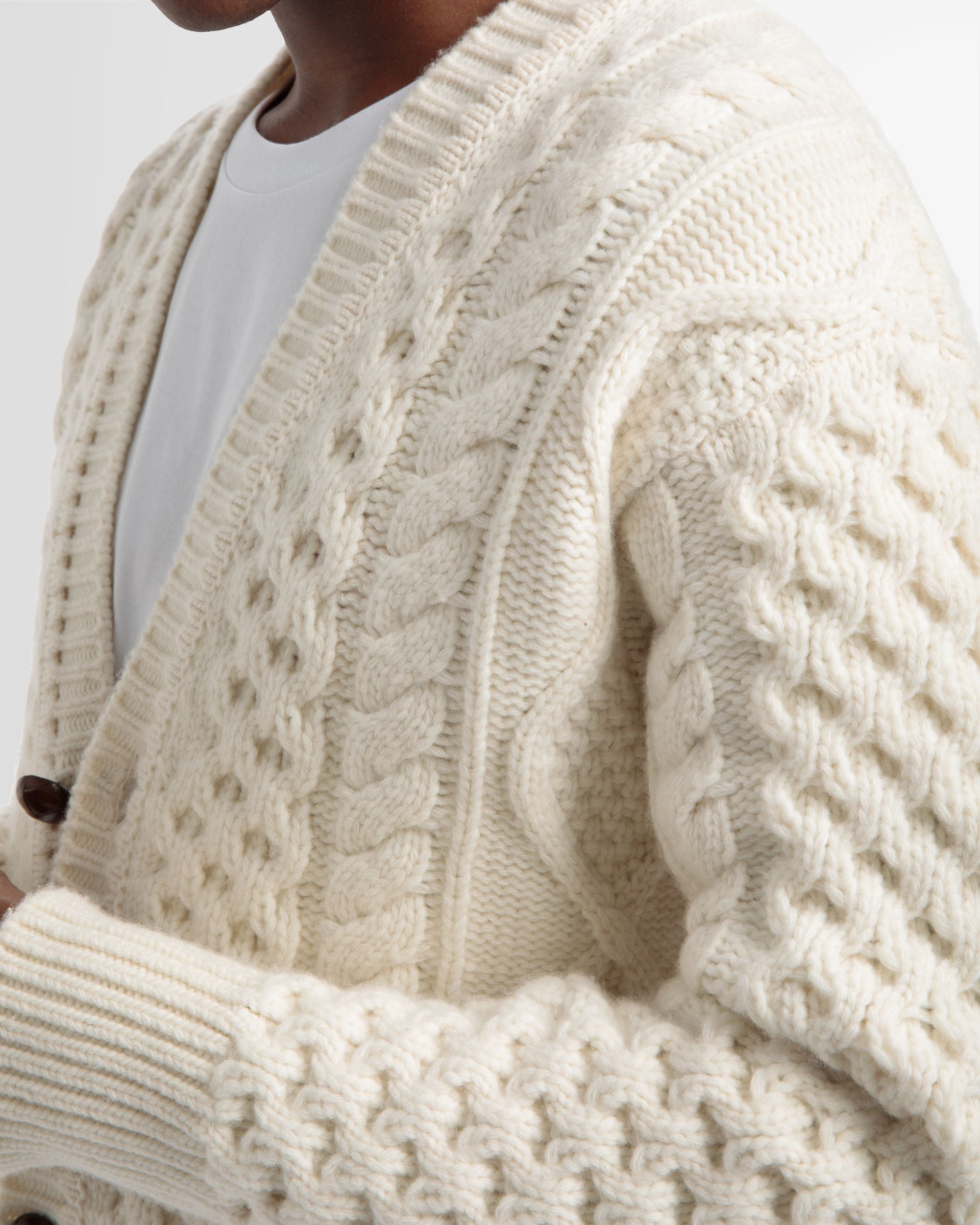 Knitted V-Neck Cardigan In Bone - Men's - Bally - 04