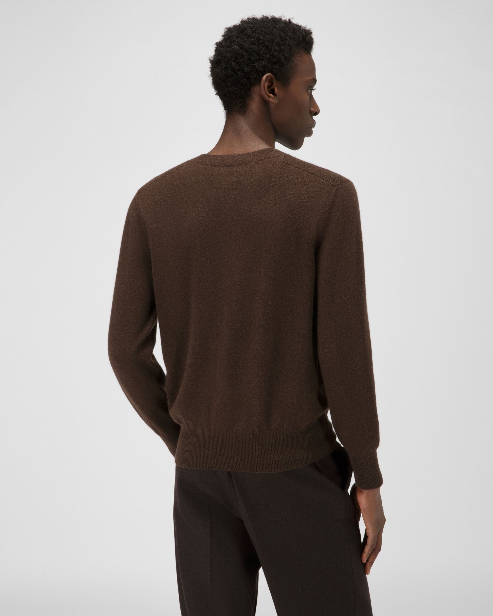 Cashmere V-Neck In Ebony Brown - Men's - Bally - 03