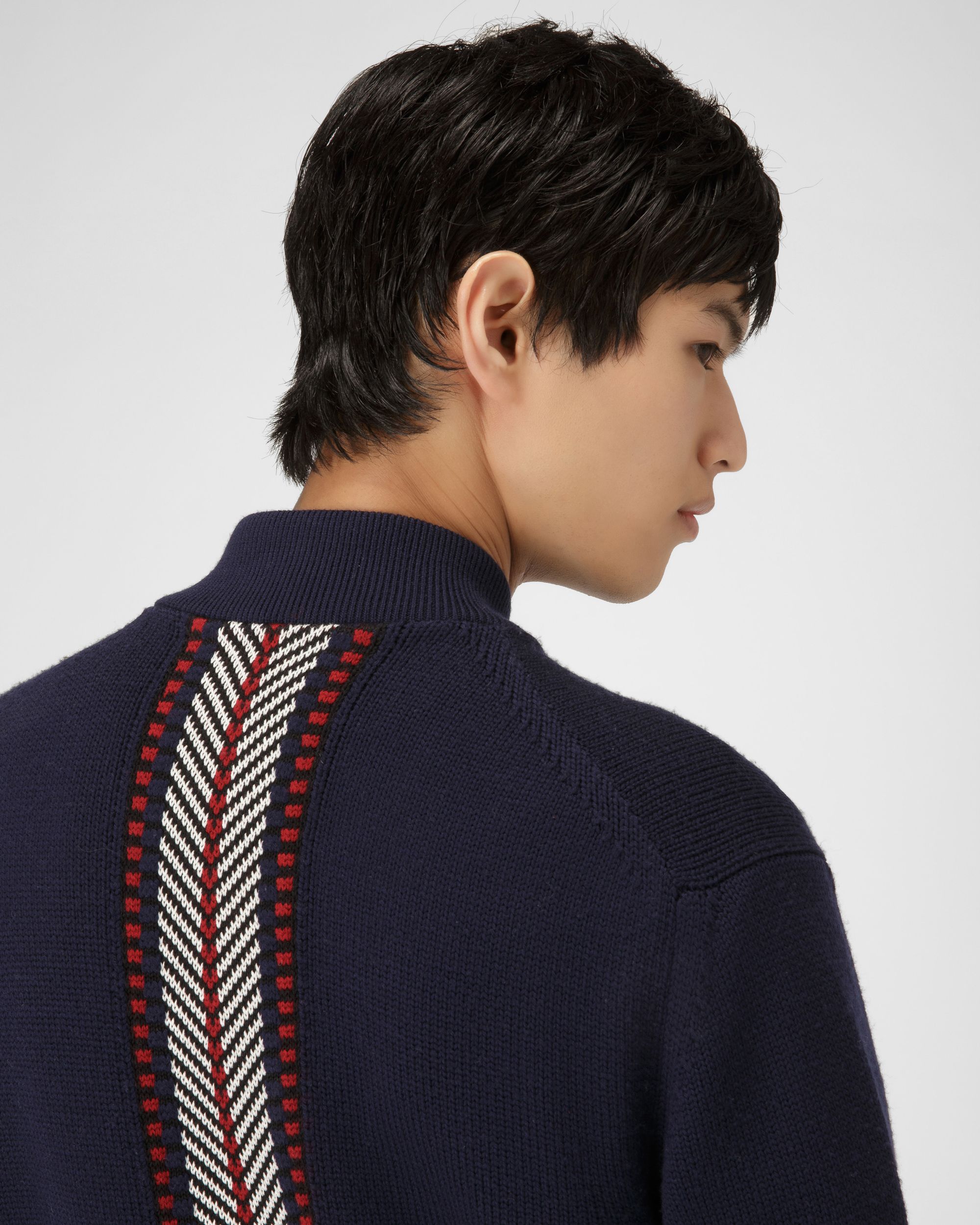 Wool Cardigan In Navy - Men's - Bally - 02