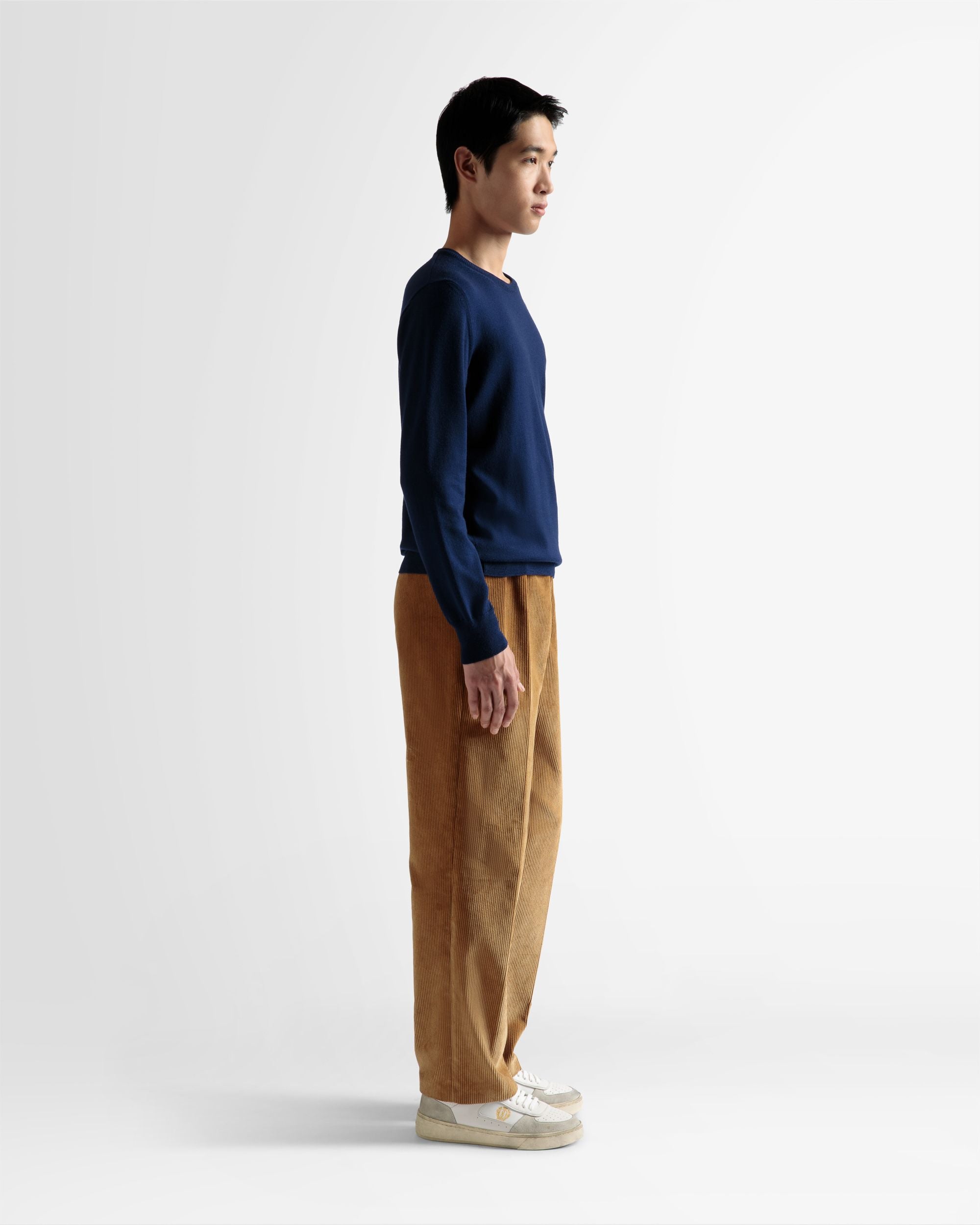 Crew Neck Sweater In Marine Wool - Men's - Bally - 05
