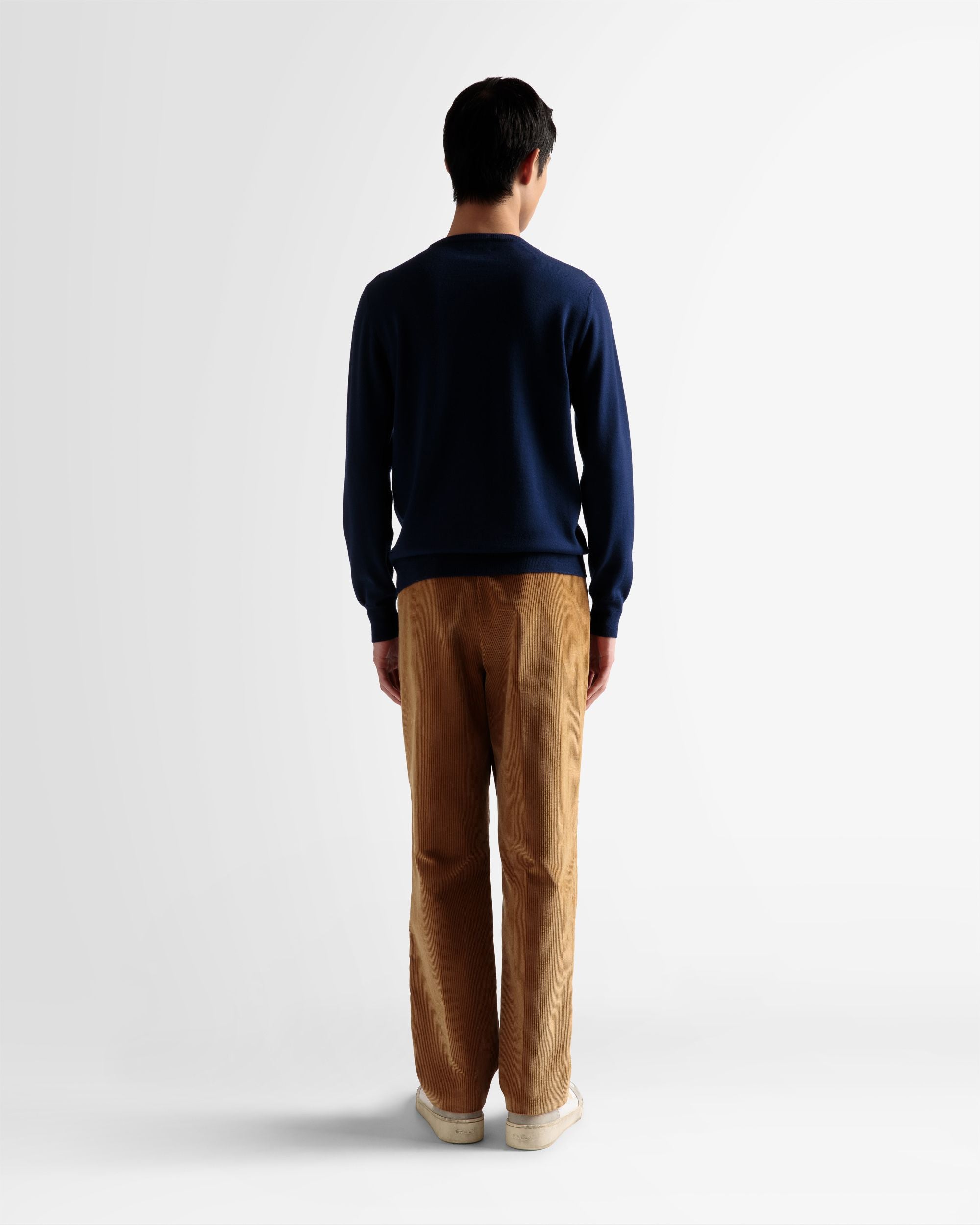 Crew Neck Sweater In Marine Wool - Men's - Bally - 06