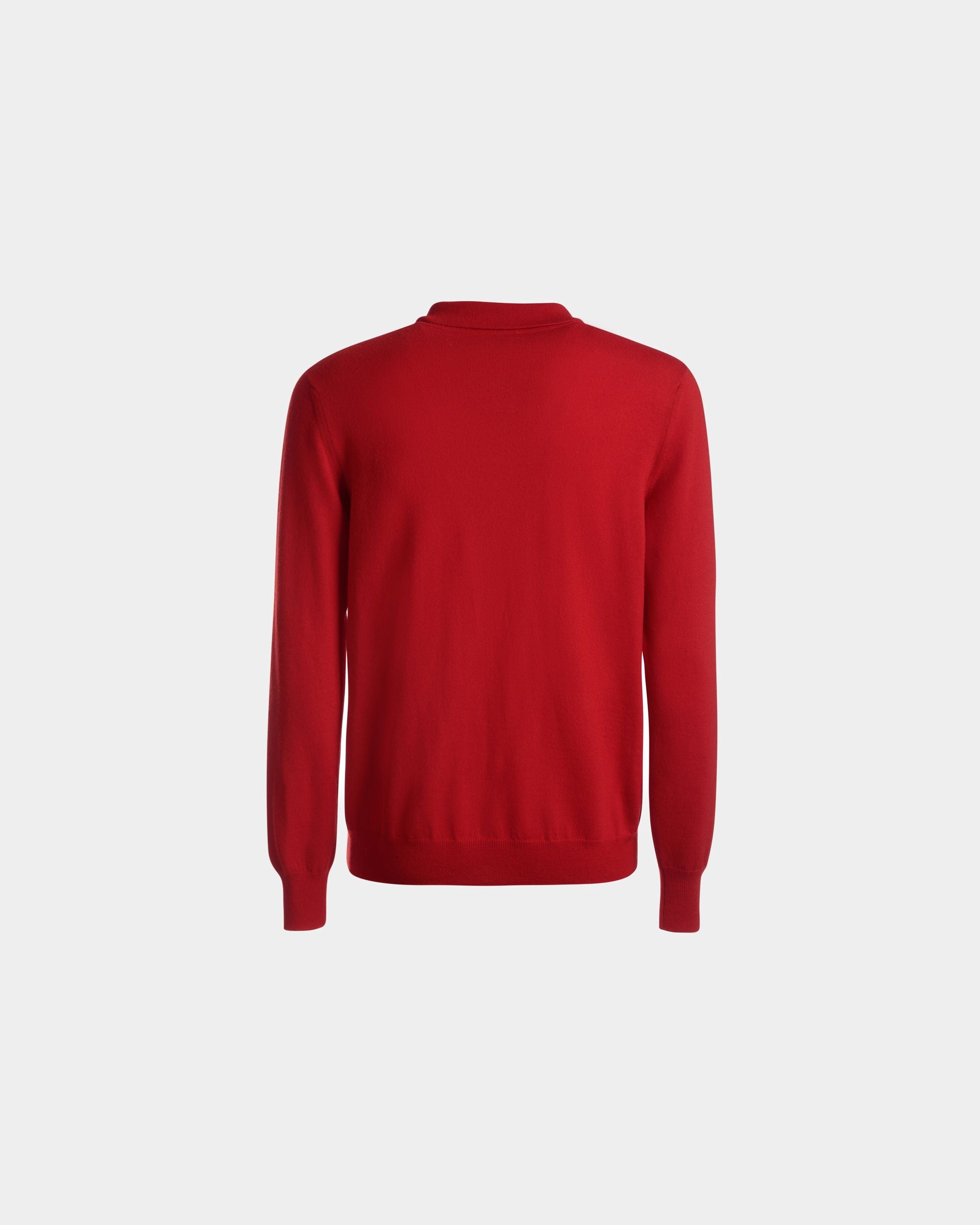 Long Sleeve Polo In Deep Ruby Wool - Men's - Bally - 07