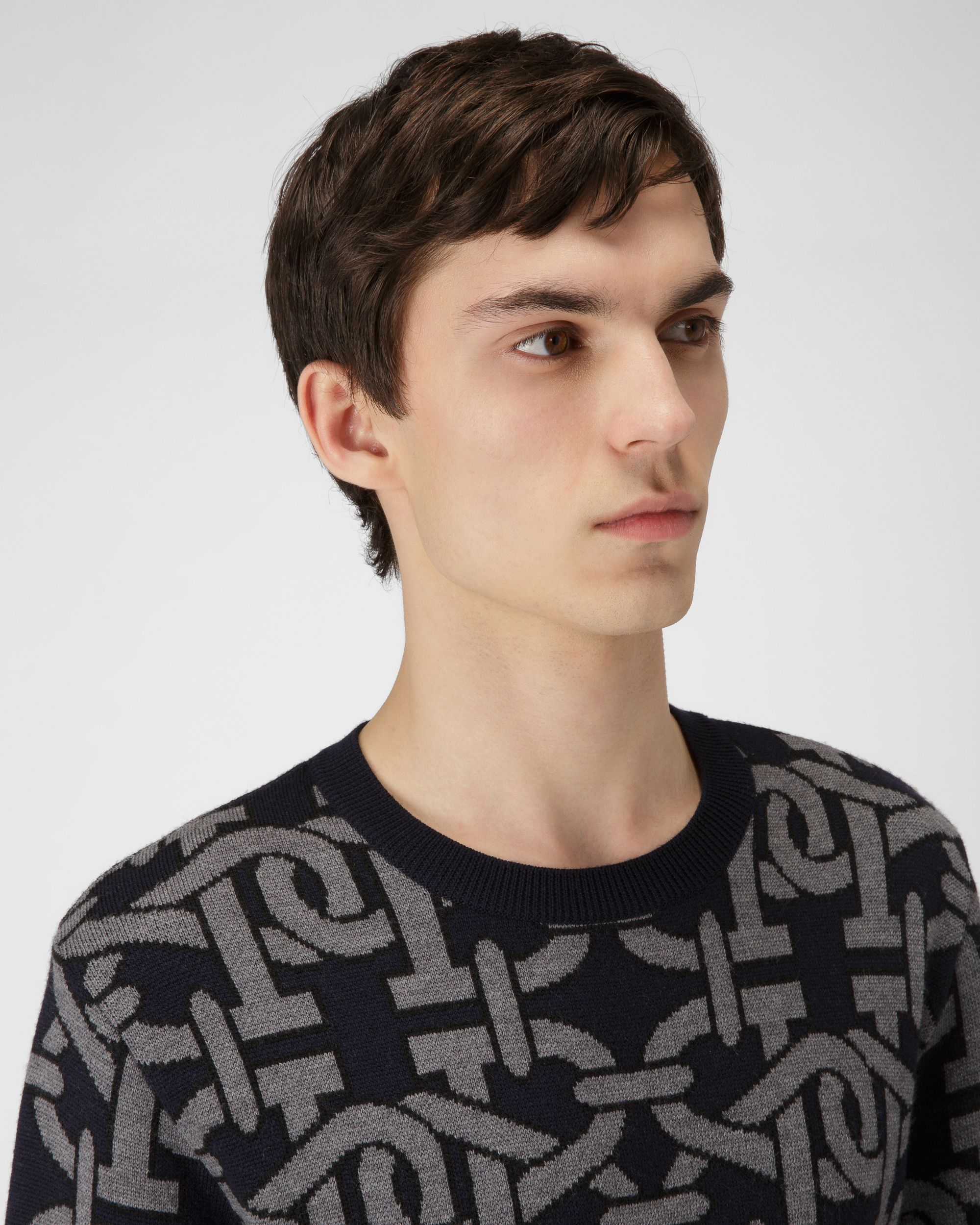 Wool Crewneck In Navy - Men's - Bally - 02