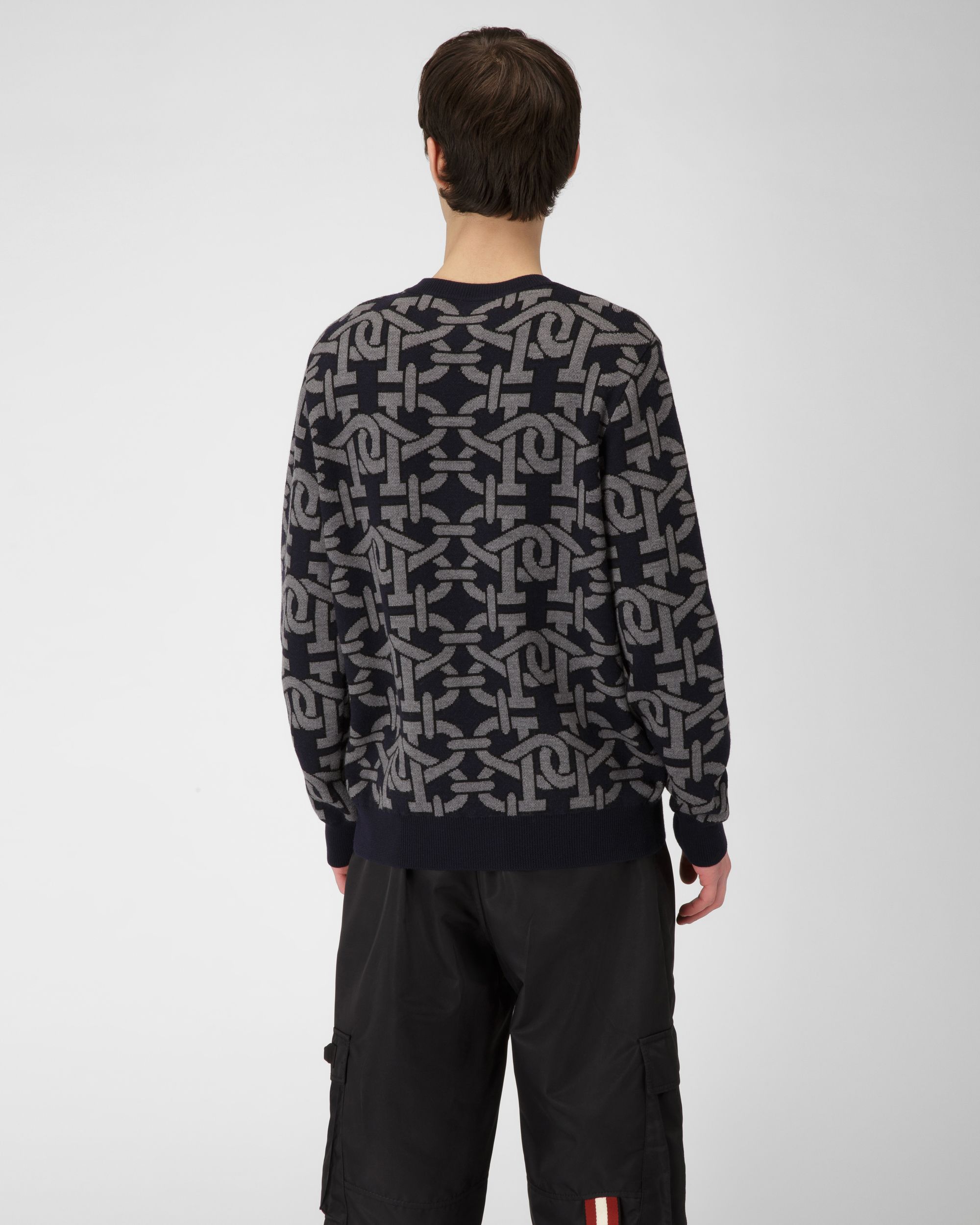 Wool Crewneck In Navy - Men's - Bally - 03
