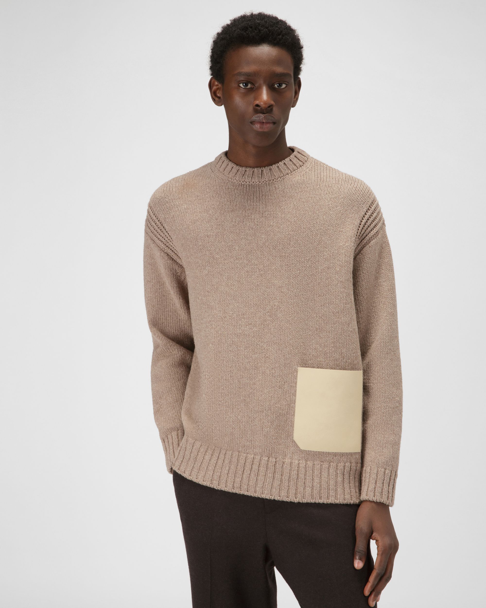 Wool Sweater In Beige - Men's - Bally - 01