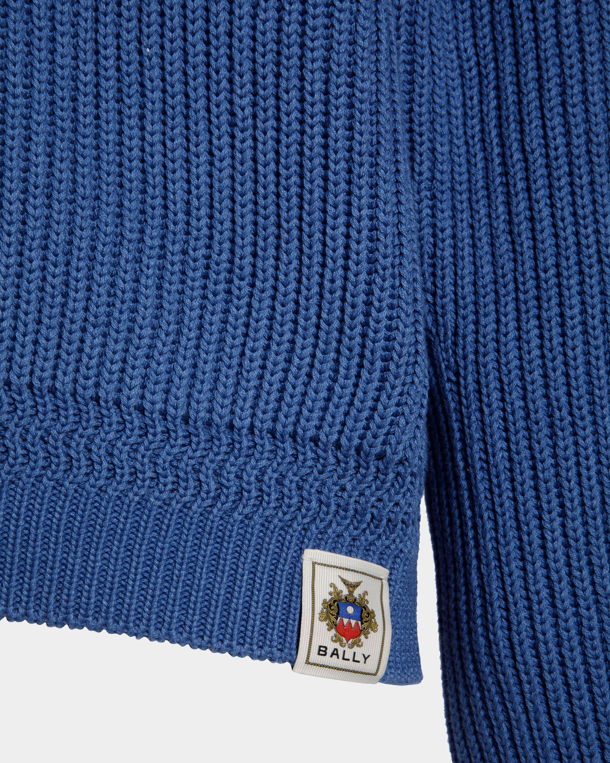 Crewneck Sweater in Medium Blue Cotton - Men's - Bally - 04