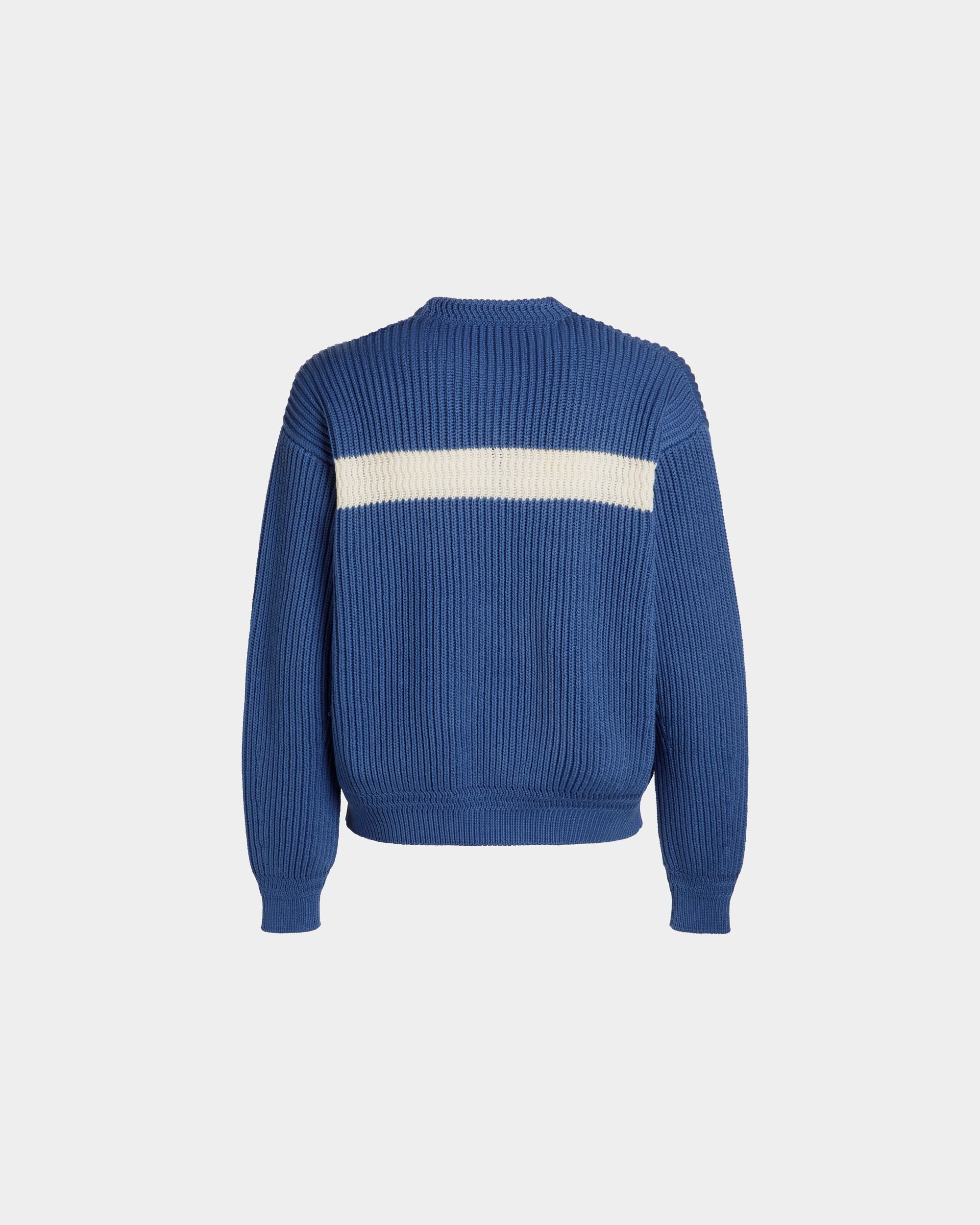 Crewneck Sweater in Medium Blue Cotton - Men's - Bally - 07