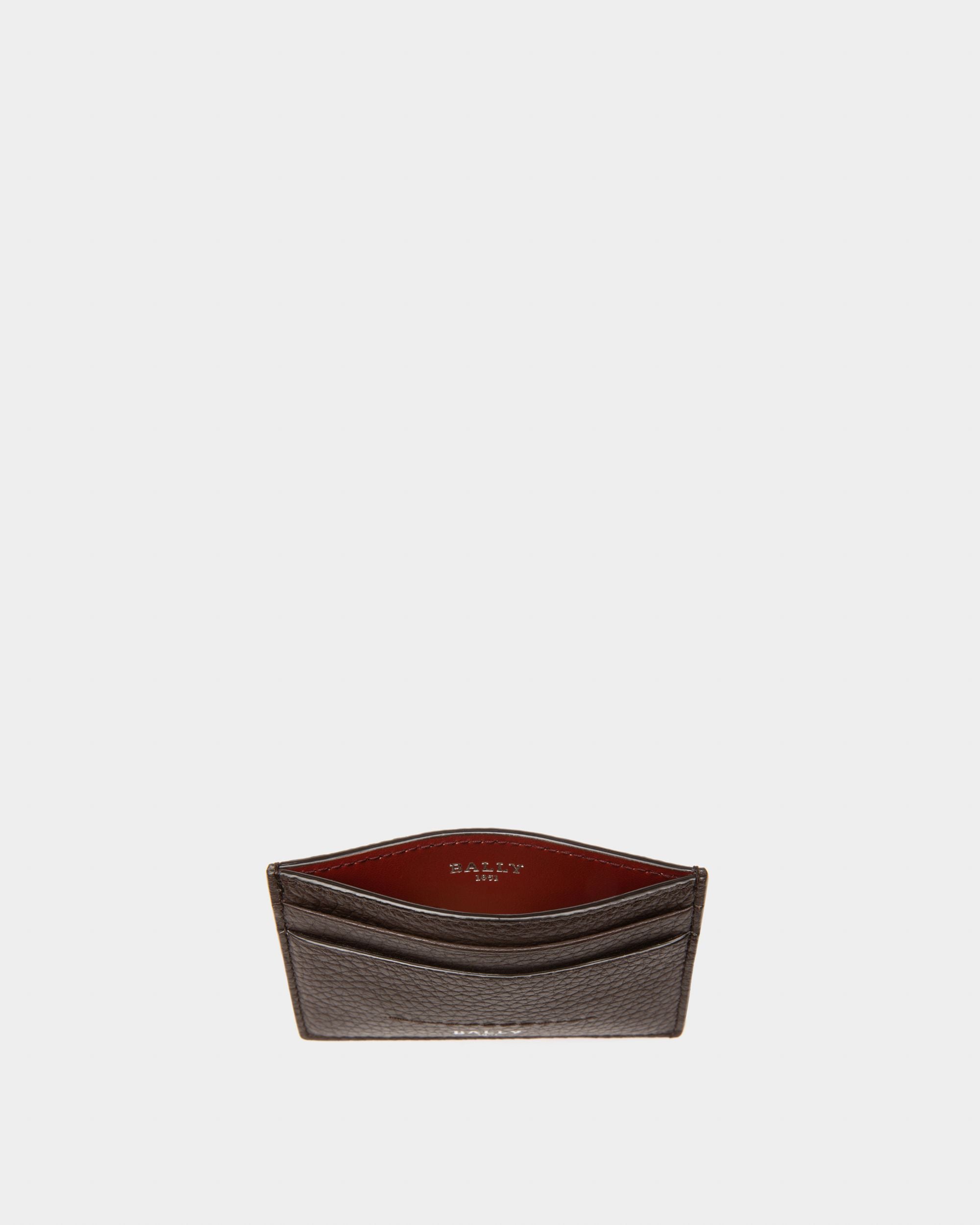 Schar Leather Card Holder In Ebony Brown - Men's - Bally - 04