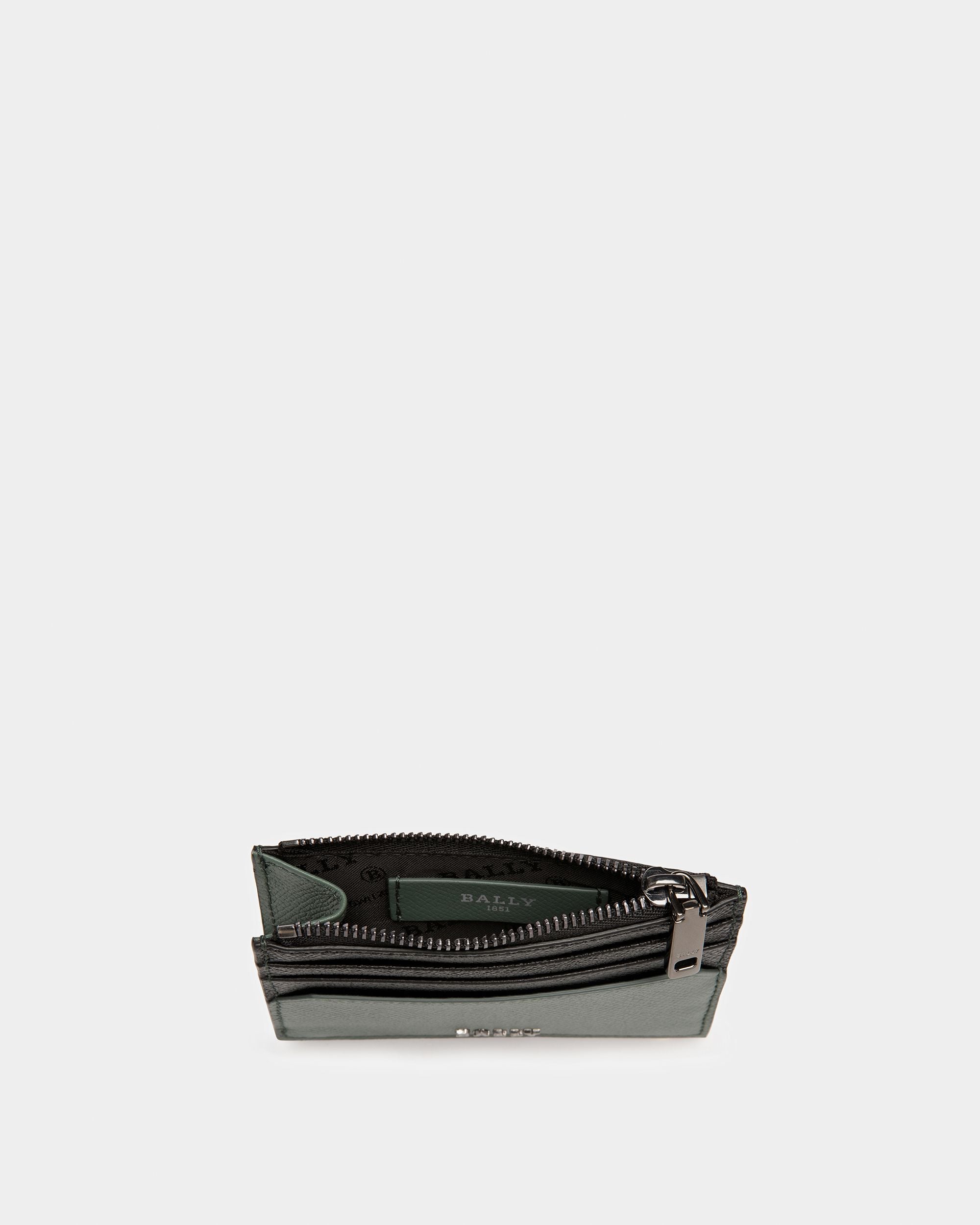 Byrion Leather Business Card Holder In Black And Sage - Men's - Bally - 04