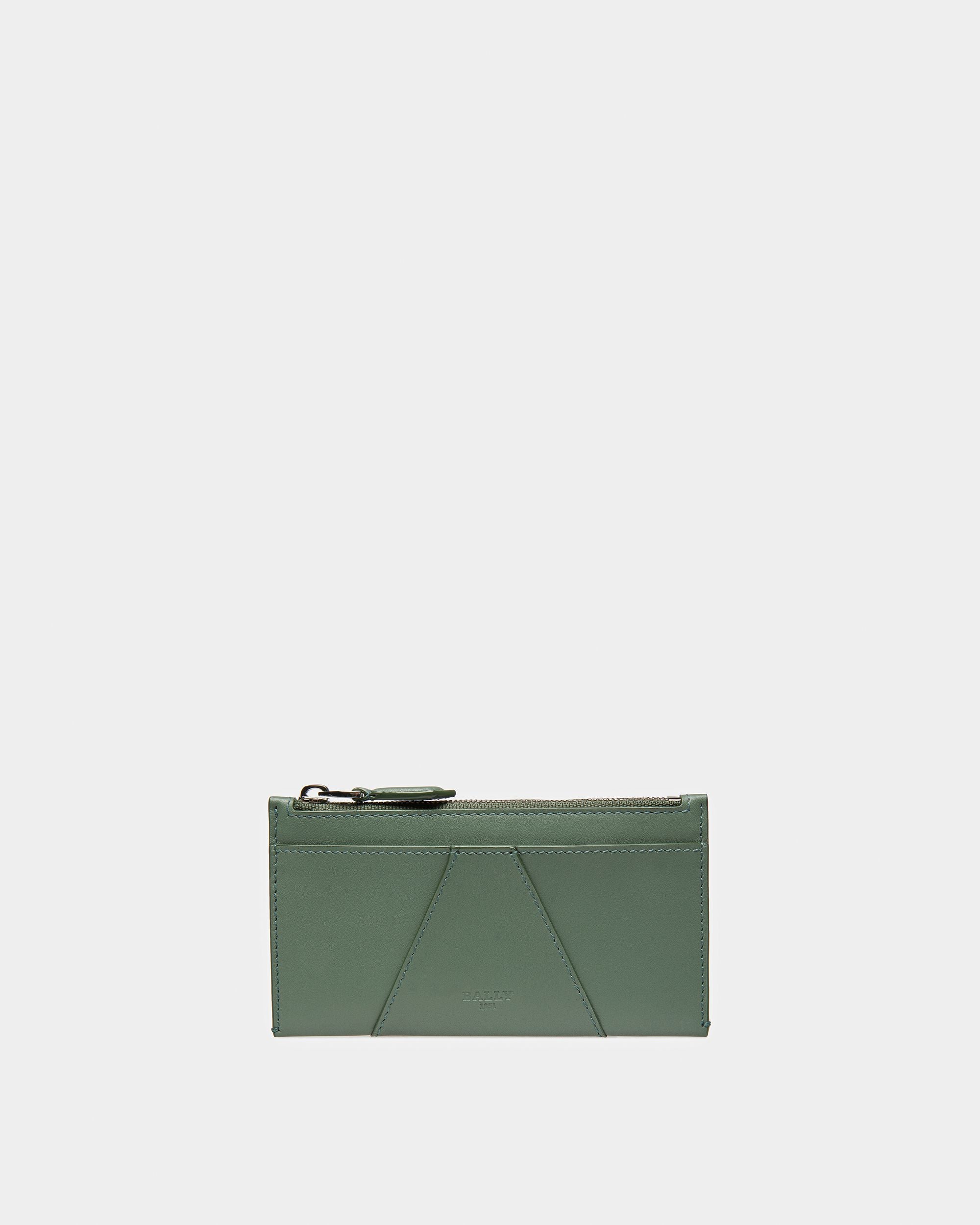 Adley Leather Business Card Holder In Sage - Men's - Bally - 01
