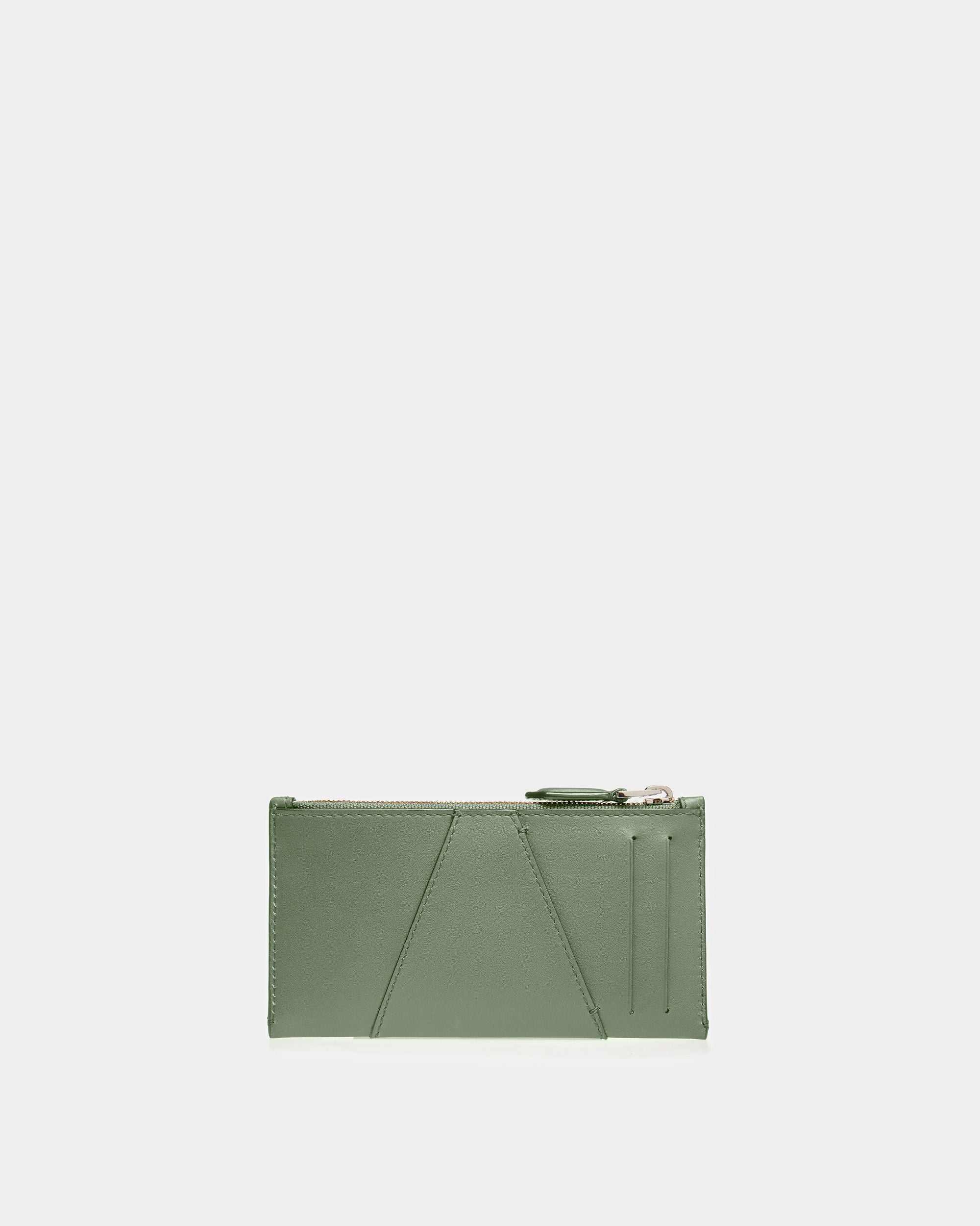 Adley Leather Business Card Holder In Sage - Men's - Bally - 02