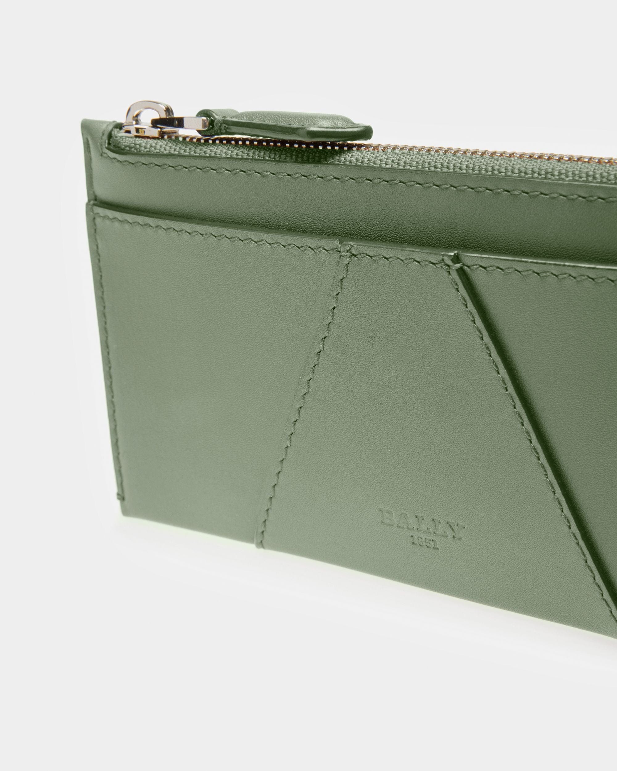 Adley Leather Business Card Holder In Sage - Men's - Bally - 03