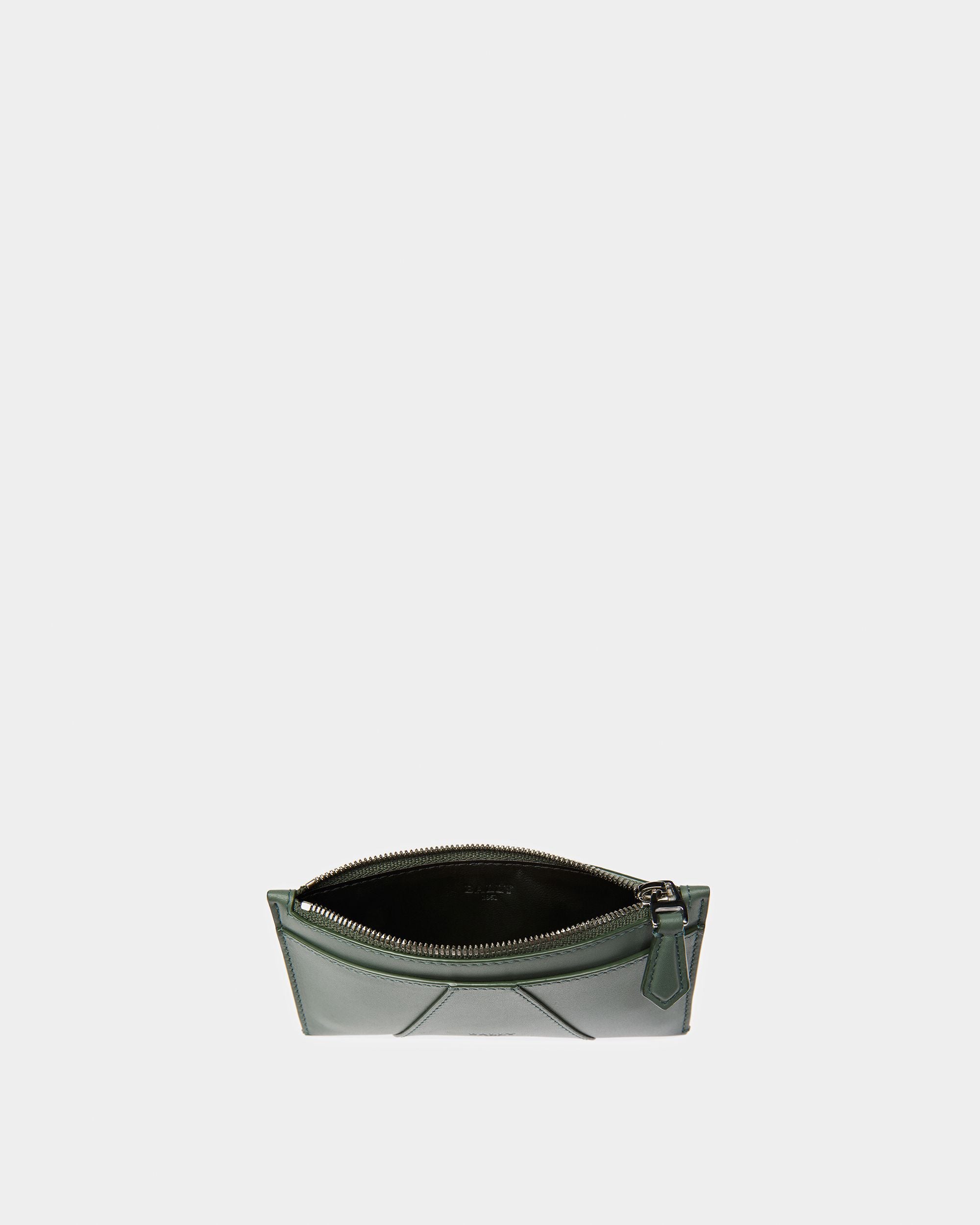 Adley Leather Business Card Holder In Sage - Men's - Bally - 05