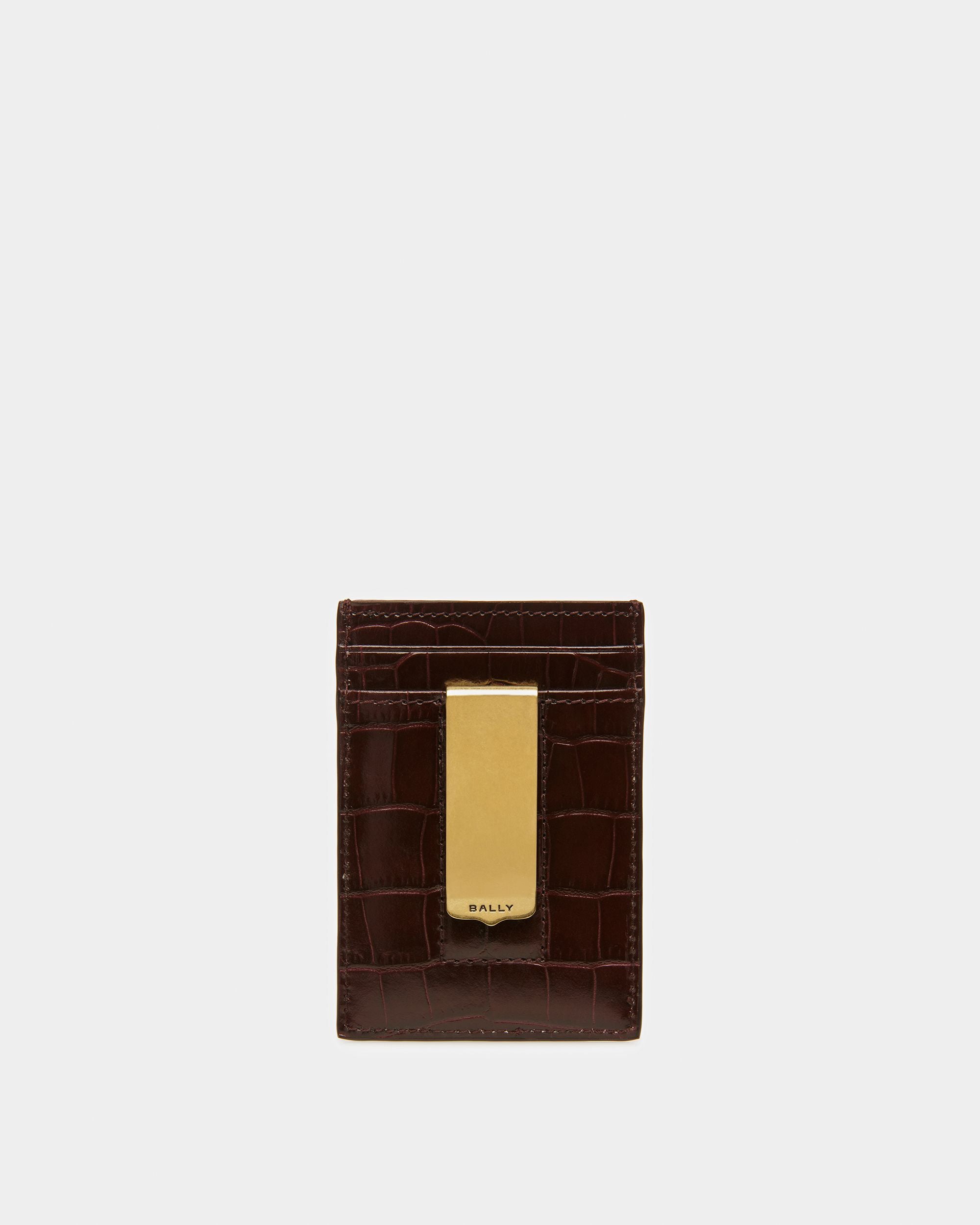 Business Card Holder In Crocodile Embossed - Men's - Bally - 02