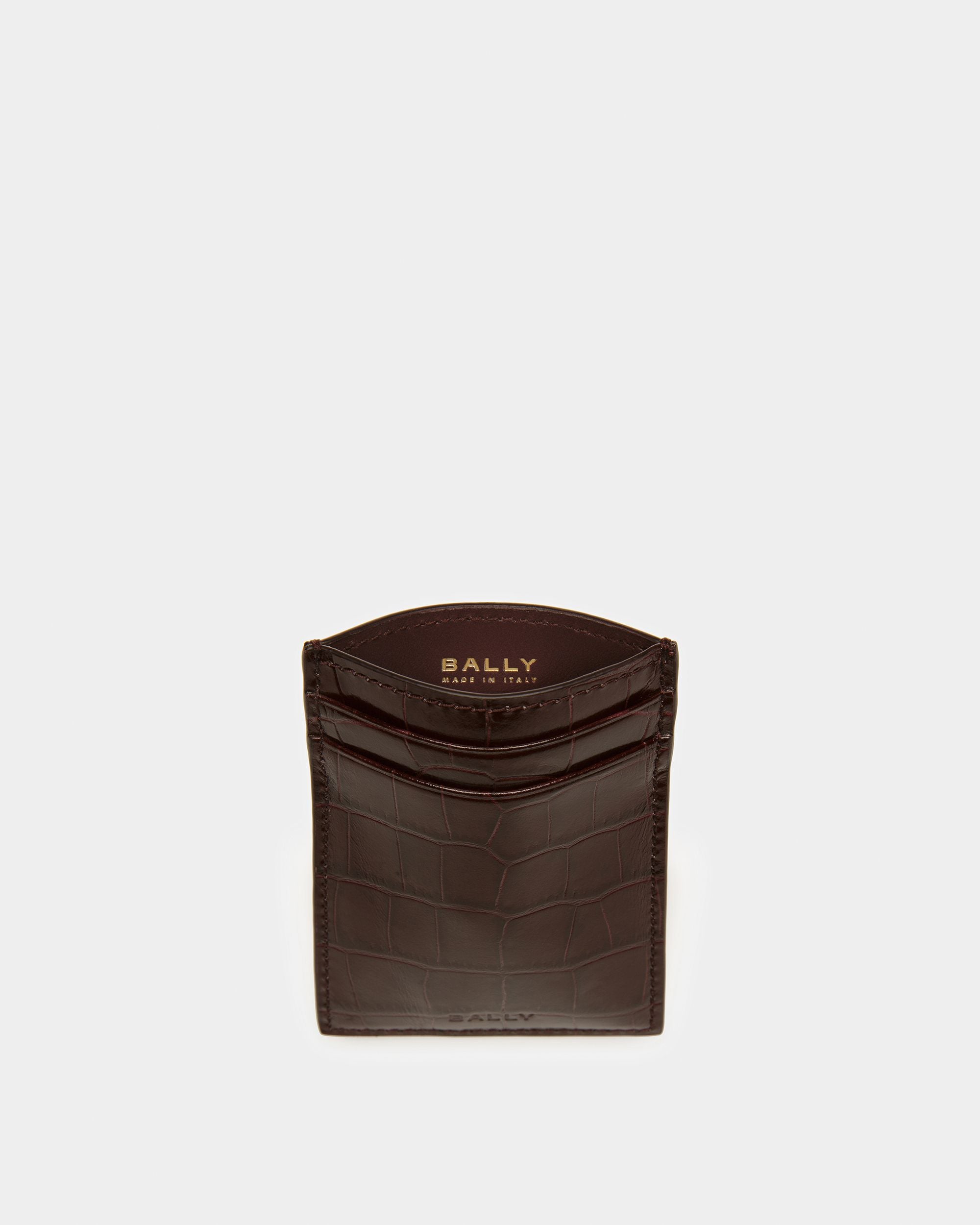 Business Card Holder In Crocodile Embossed - Men's - Bally - 03